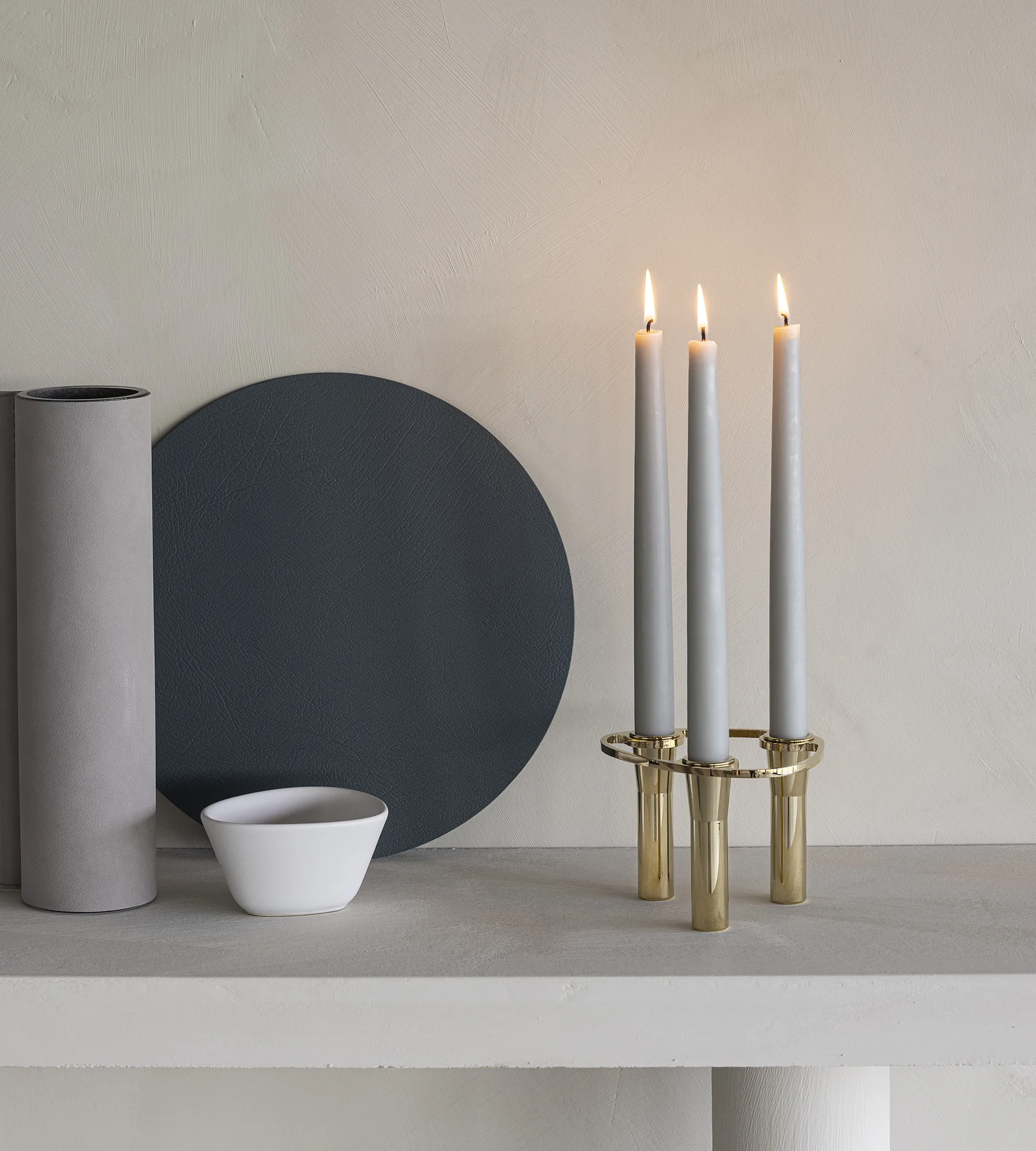 Lind Curve combinable 烛台 24K gold 盘子d, Triple LIND DNA