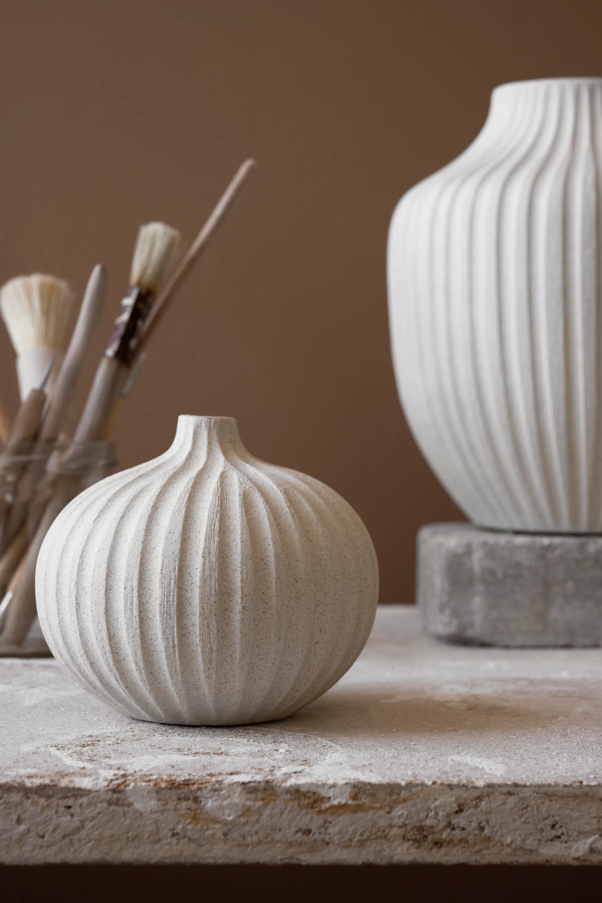 Bari 花瓶, 沙色 白色 light deep line, L Lindform