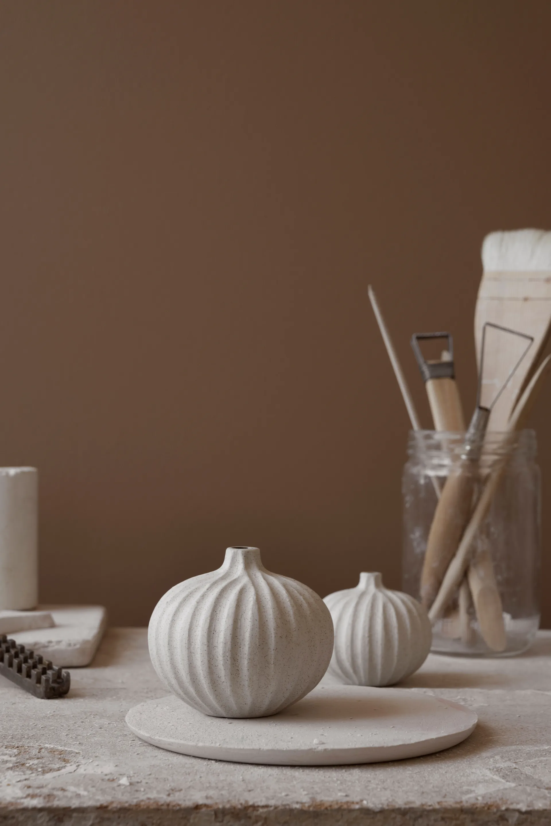 Bari 花瓶, 沙色 白色 light deep line, M Lindform