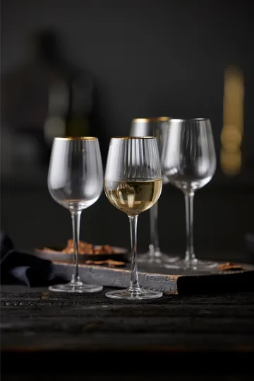 Palermo Gold 金色白葡萄酒杯 300ml 4只装 - 透明_金色 - Lyngby Glas