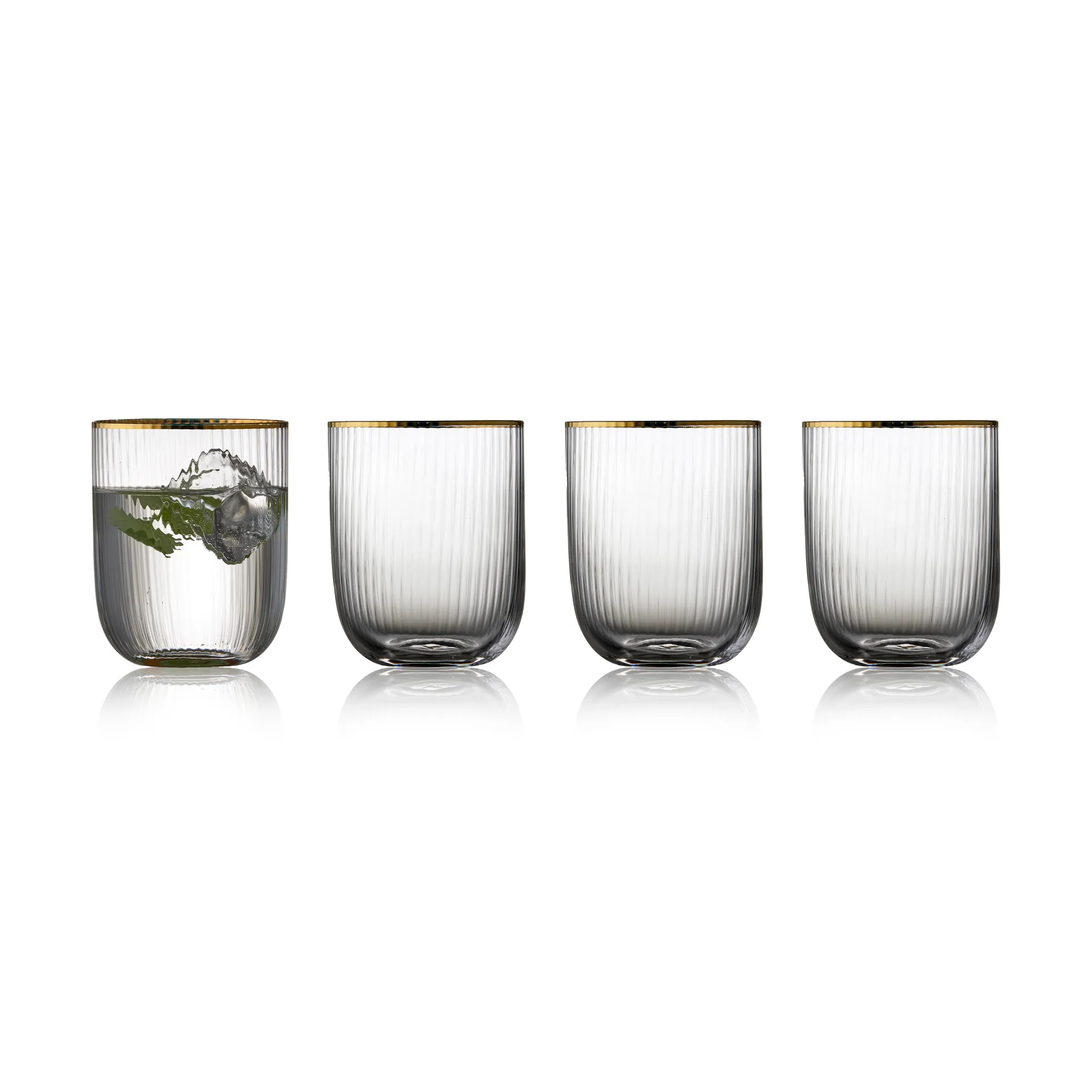 Palermo Gold 金色平底玻璃杯 350ml 4只装, 透明_金色 Lyngby Glas