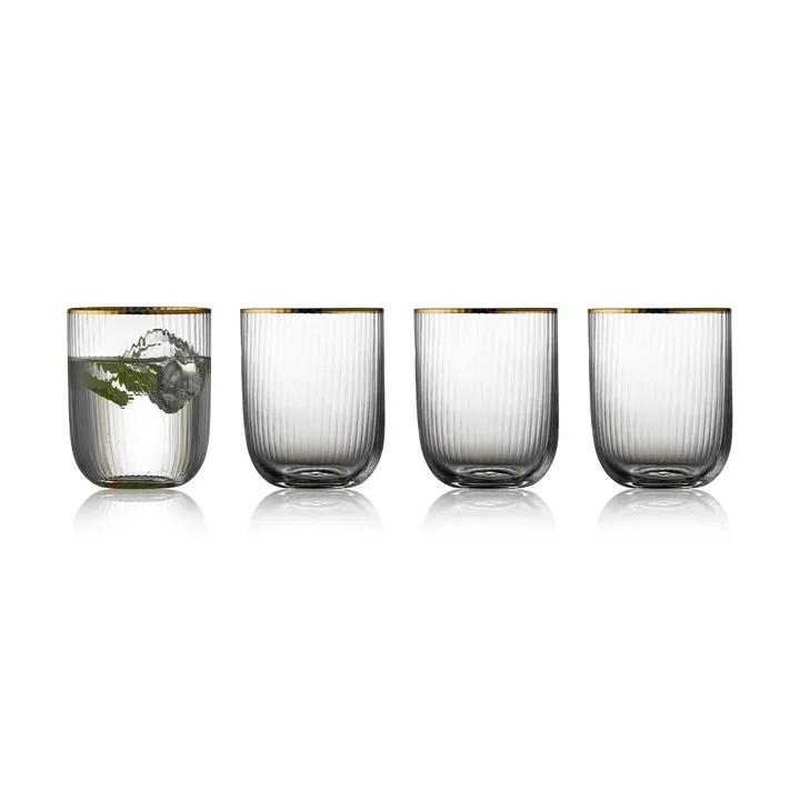 Palermo Gold 金色平底玻璃杯 350ml 4只装 - 透明_金色 - Lyngby Glas