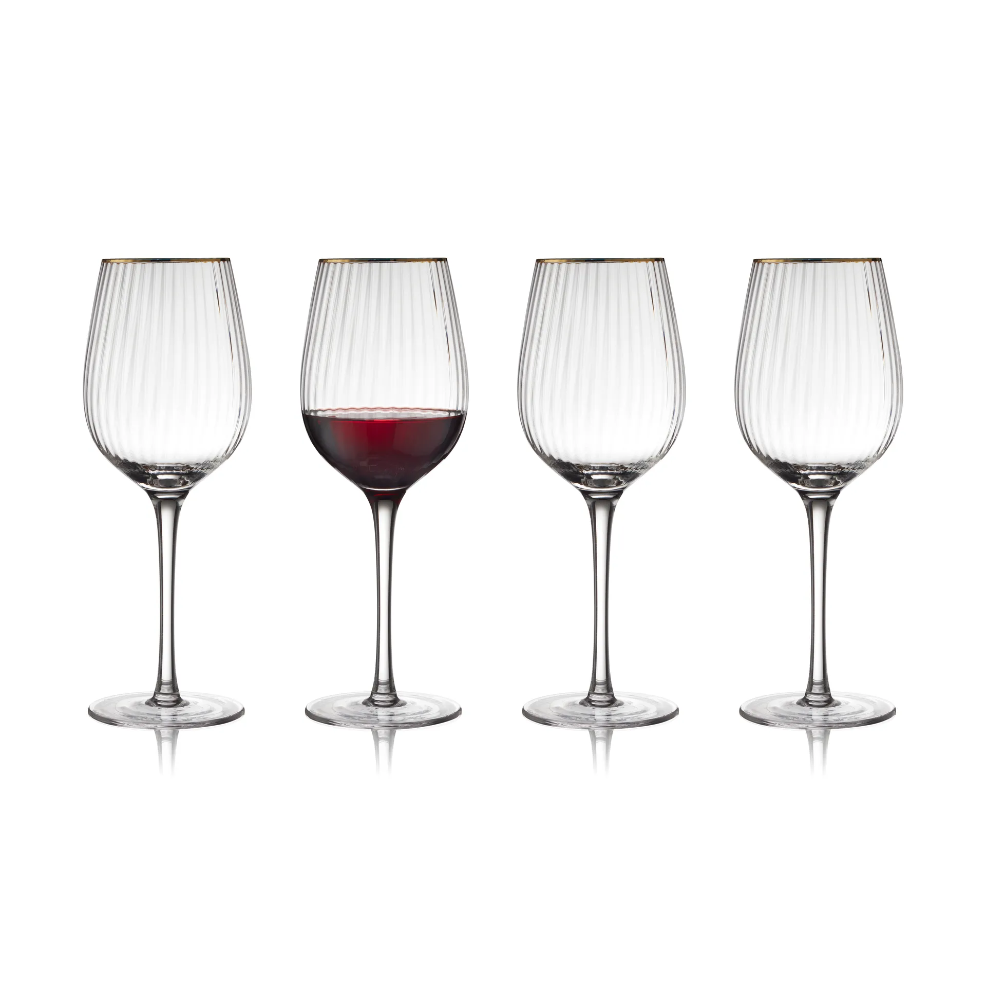 Palermo Gold 金色红葡萄酒杯 400ml 4只装, 透明_金色 Lyngby Glas