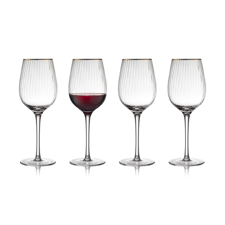 Palermo Gold 金色红葡萄酒杯 400ml 4只装 - 透明_金色 - Lyngby Glas