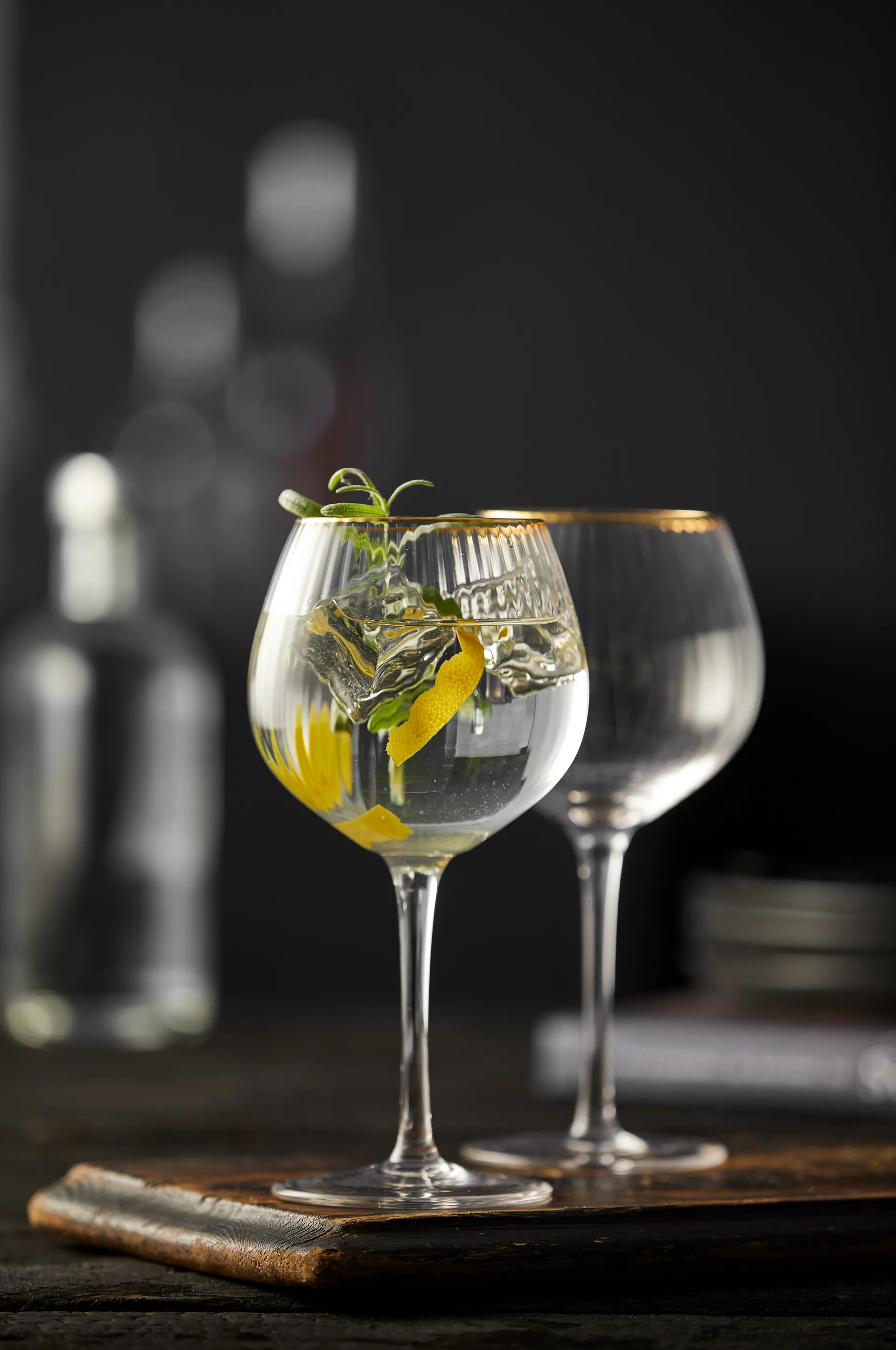 Palermo Gold 金色金汤力酒杯 650ml 4只装, 透明_金色 Lyngby Glas