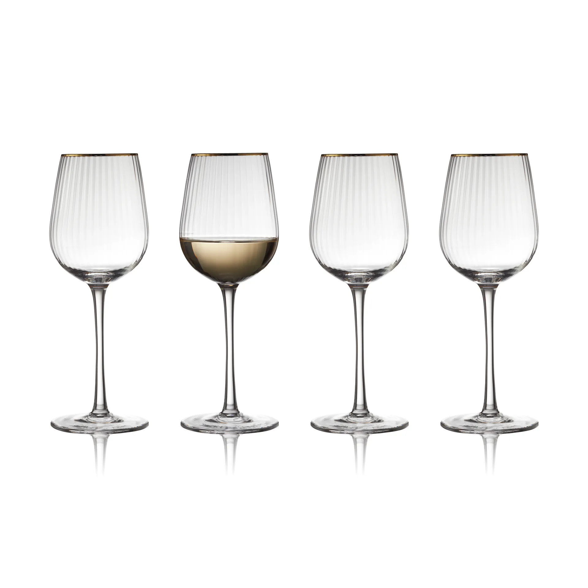 Palermo Gold white 红酒杯 30 cl 四件套装, Clear-gold Lyngby Glas