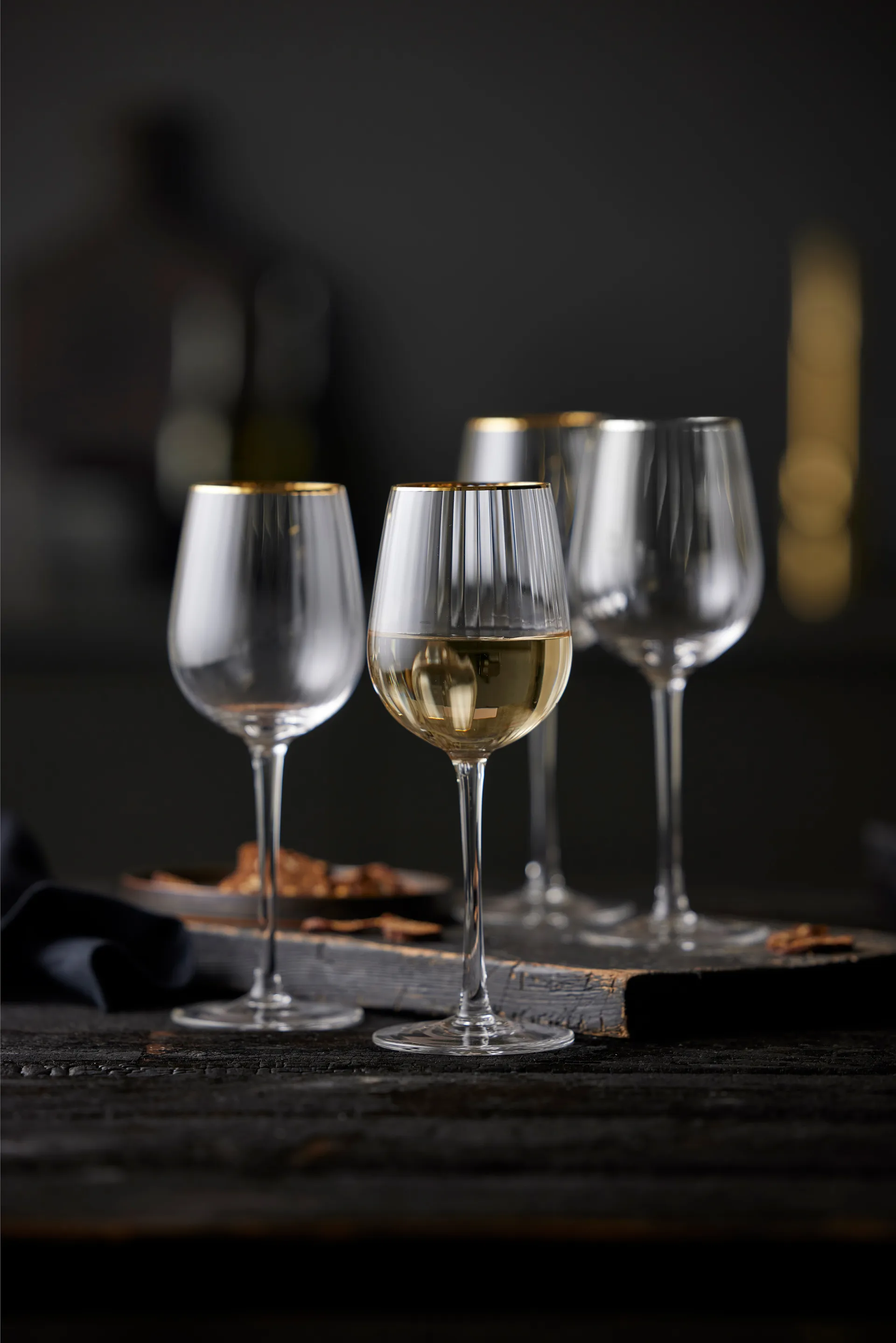 Palermo Gold white 红酒杯 30 cl 四件套装, Clear-gold Lyngby Glas