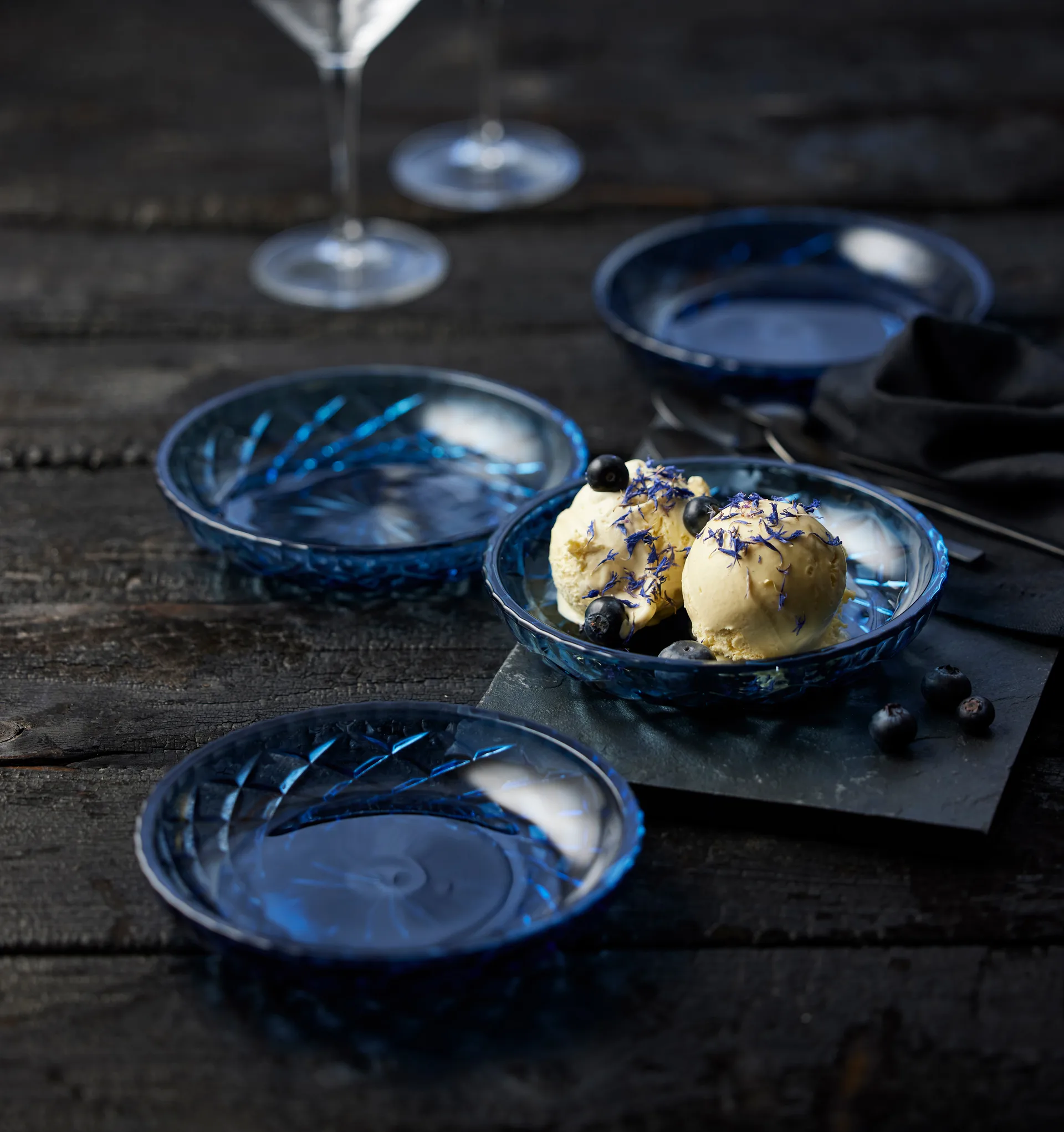 Sorrento 小 盘子 Ø16 cm 四件套装, Blue Lyngby Glas