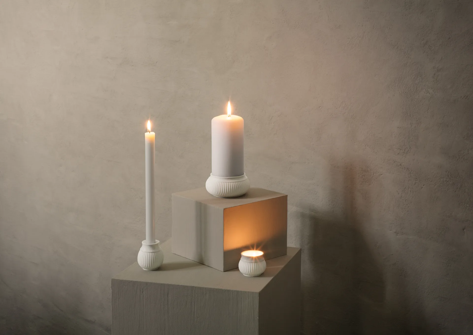 Curve 烛台7cm, 白色 Lyngby Porcelæn