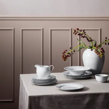 Lyngby菱形浮雕白瓷盘 - Ø 23 cm - Lyngby Porcelæn