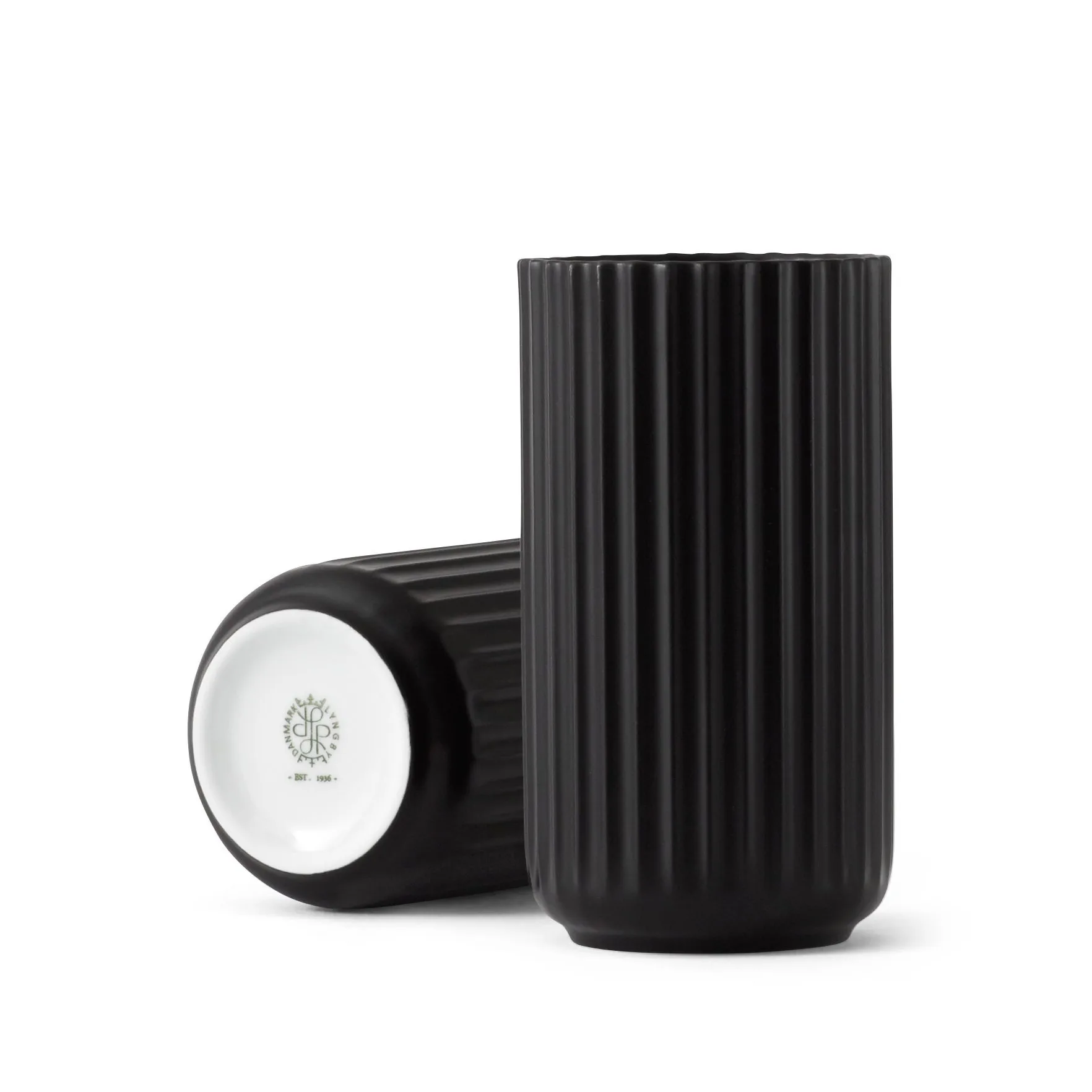 Lyngby 花瓶 black matte, 15 cm Lyngby Porcelæn