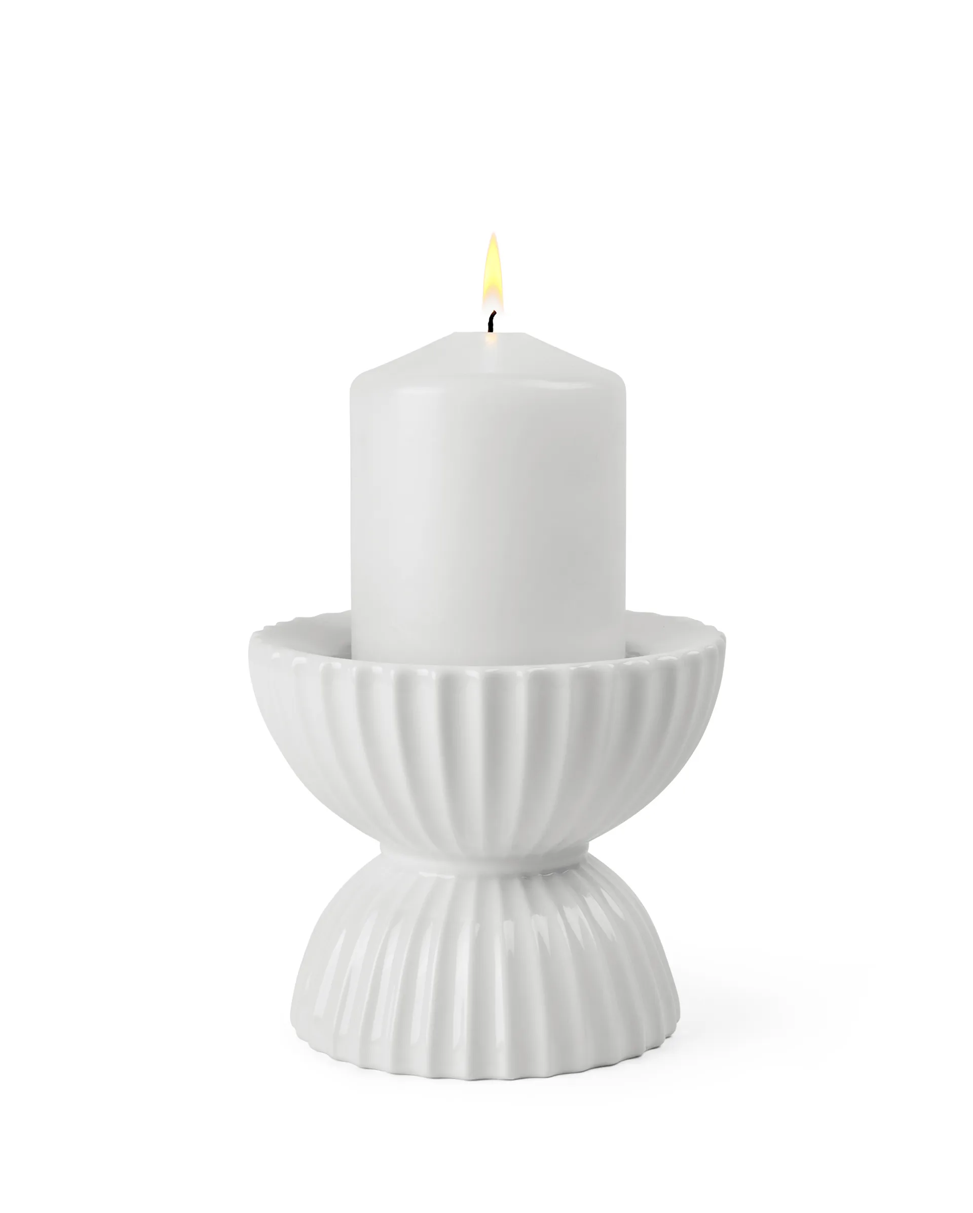 Lyngby Tura 块烛台 Ø11.5cm, 白色 Lyngby Porcelæn