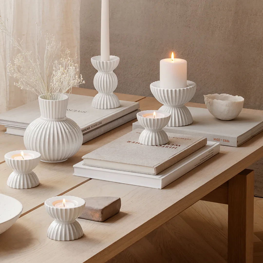 Lyngby Tura 块烛台 Ø11.5cm, 白色 Lyngby Porcelæn