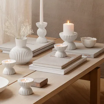 Lyngby Tura 块烛台 Ø11.5cm - 白色 - Lyngby Porcelæn