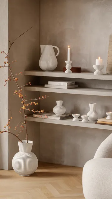 Lyngby Tura 块烛台 Ø11.5cm - 白色 - Lyngby Porcelæn