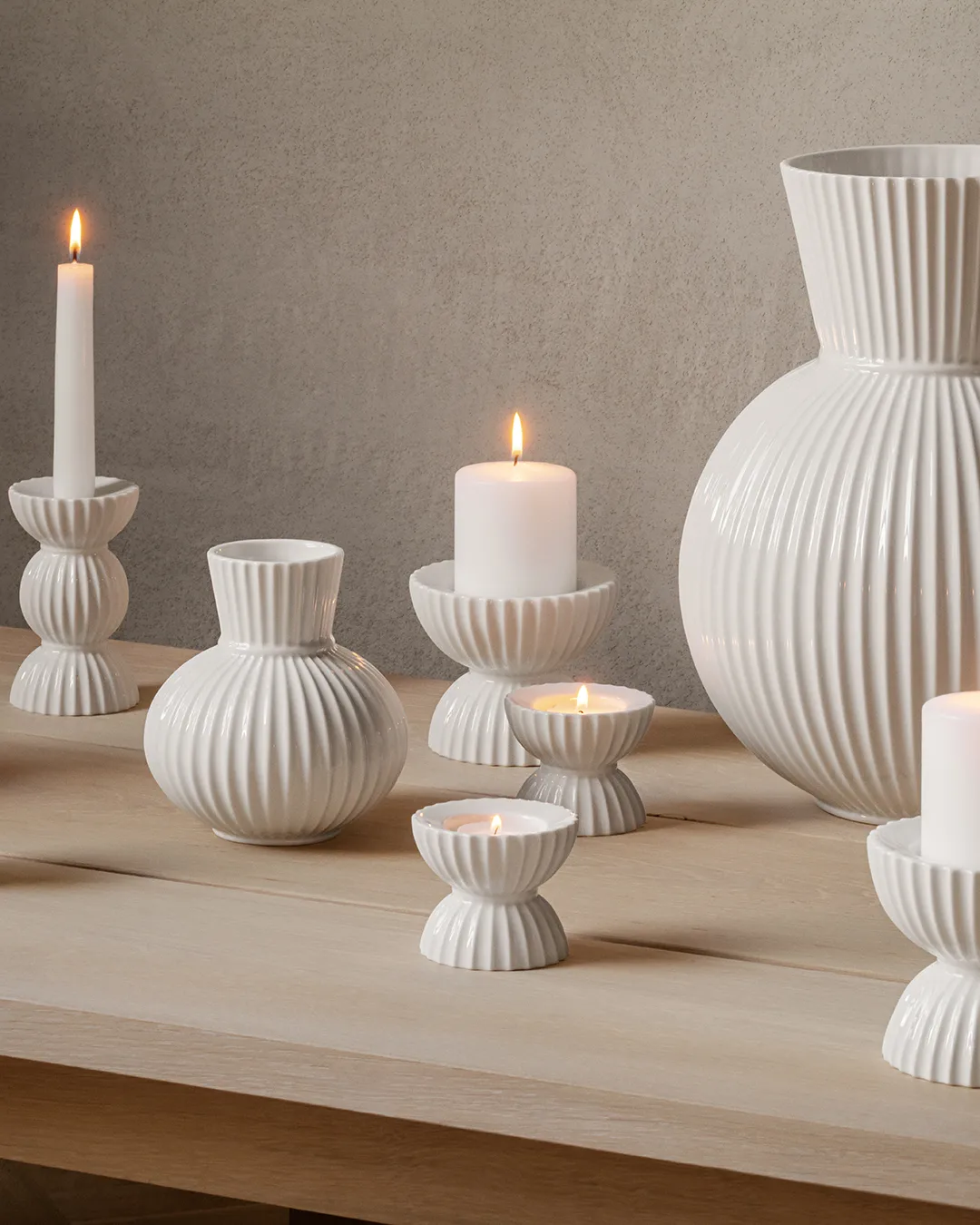 Lyngby Tura 茶蜡座 Ø8cm, 白色 Lyngby Porcelæn