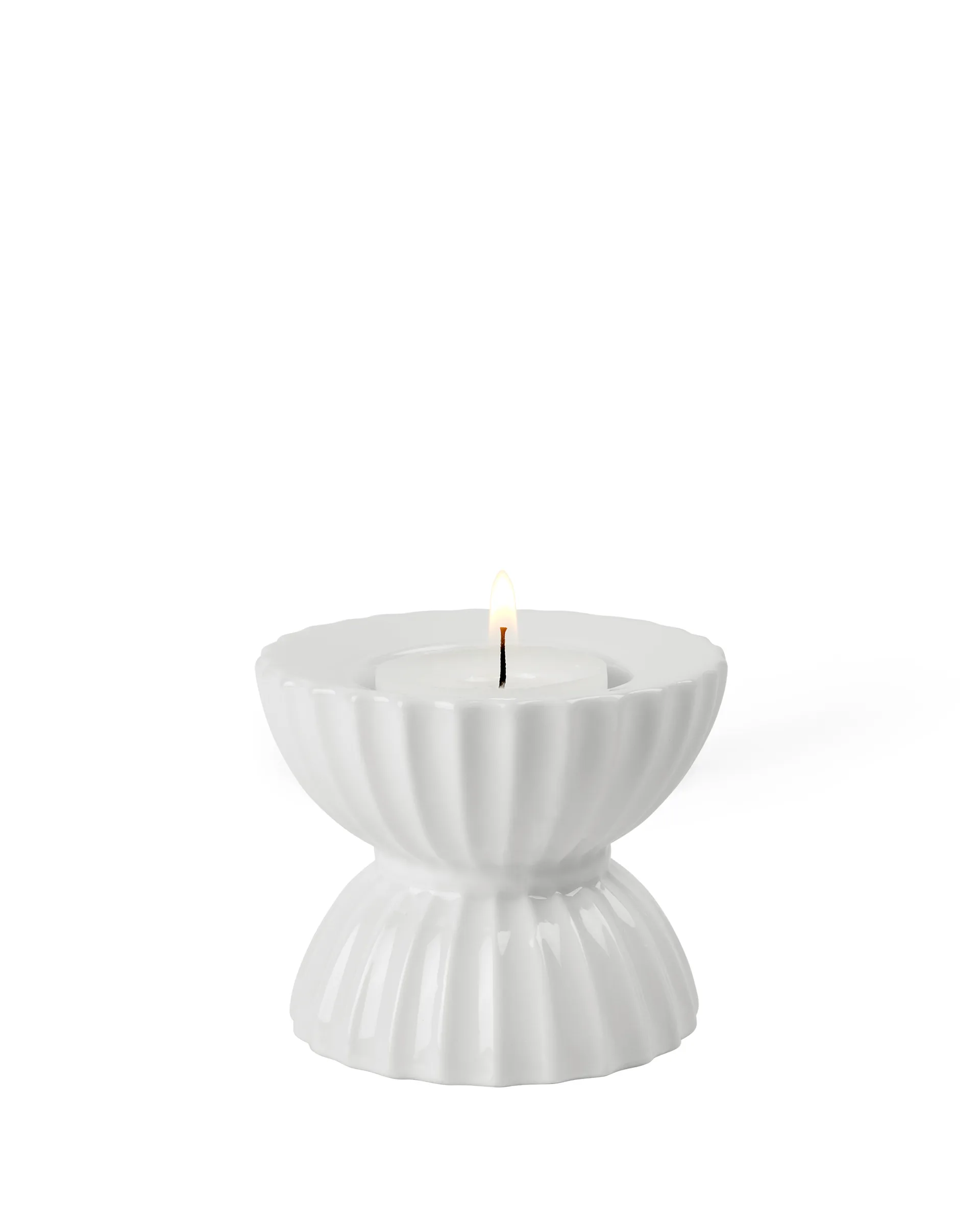 Lyngby Tura tealight holder Ø8 cm, 白色 Lyngby Porcelæn