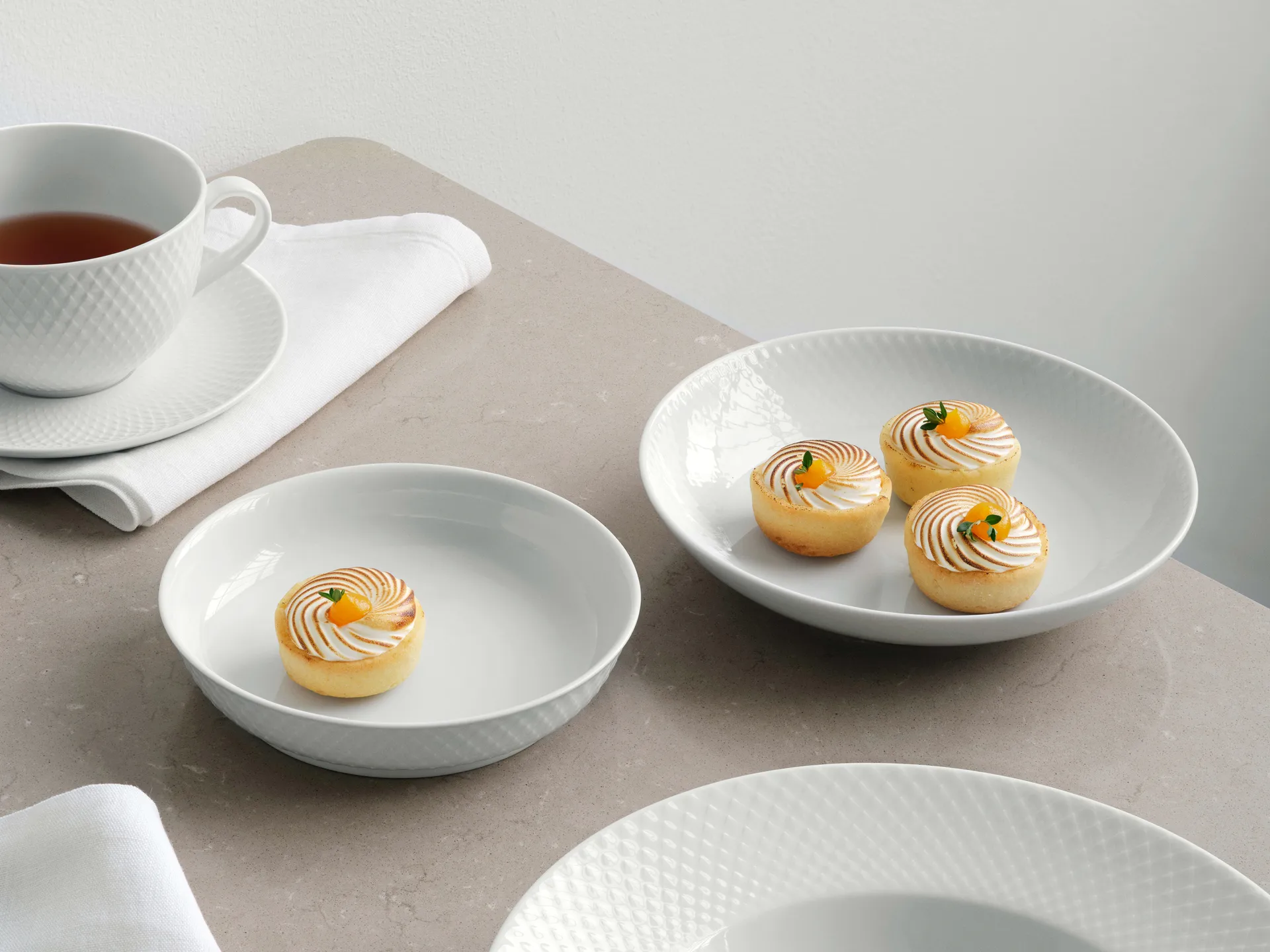 Rhombe 甜点盘 Ø16cm, 白色 Lyngby Porcelæn