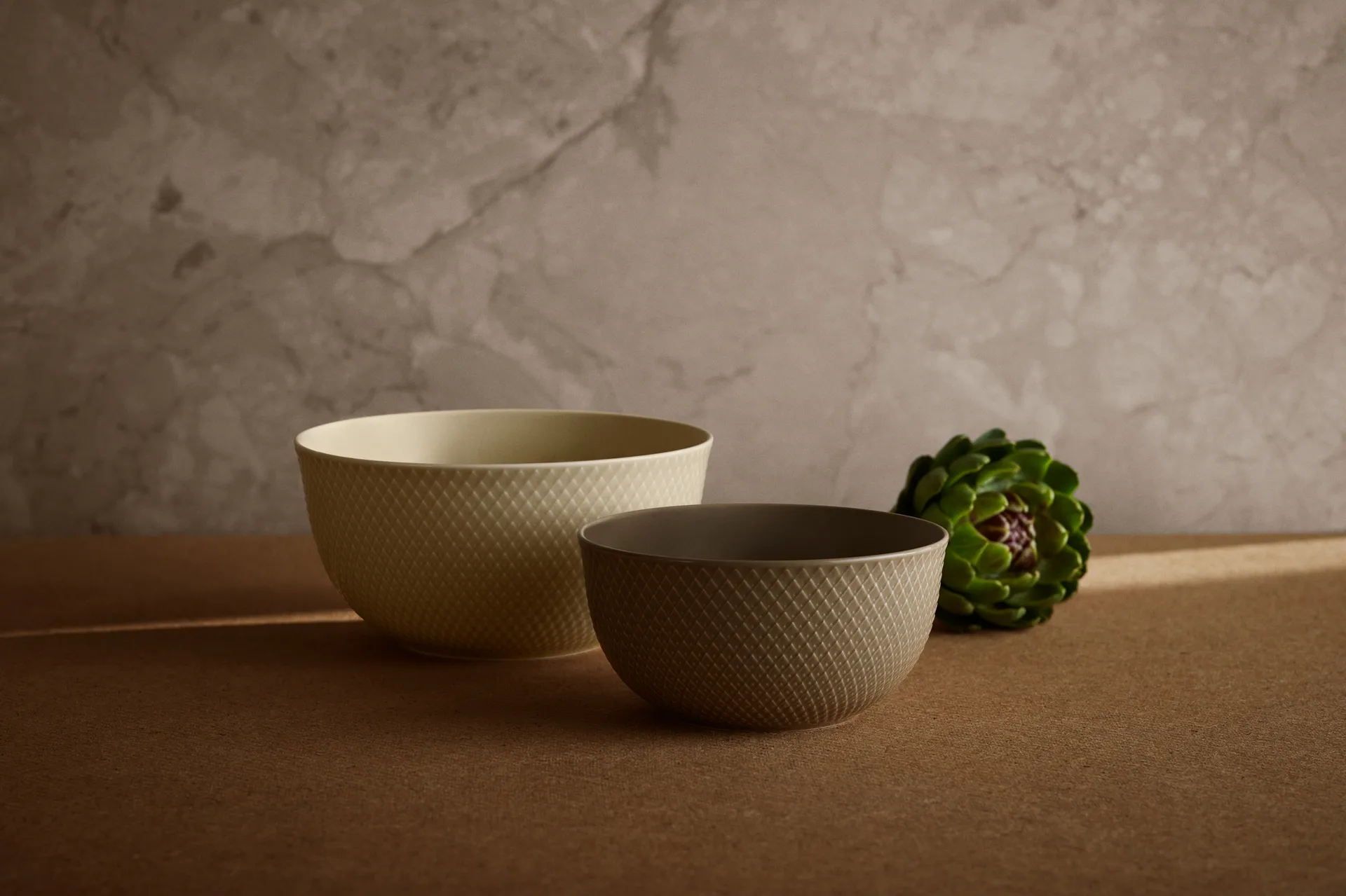 Rhombe 分餐碗直径22cm, 大理石色 Lyngby Porcelæn
