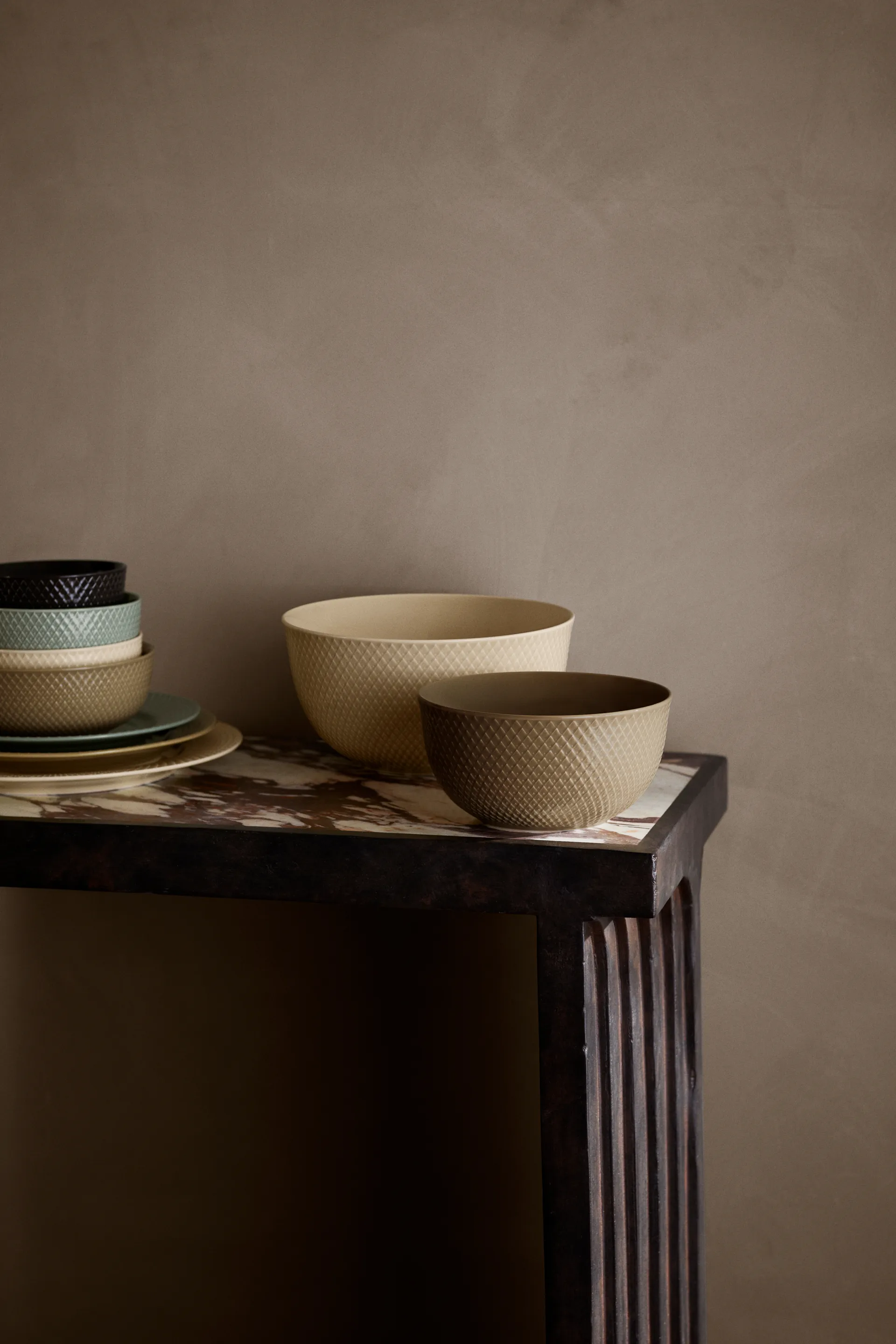 Rhombe 分餐碗直径22cm, 大理石色 Lyngby Porcelæn