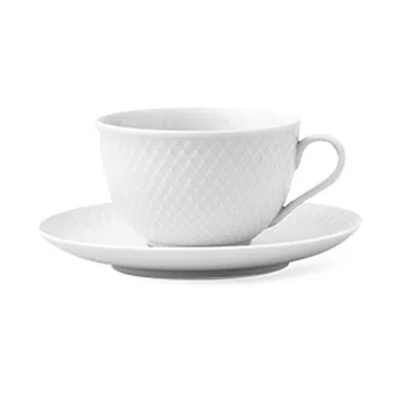 Rhombe 带碟茶杯 240ml - 白色 - Lyngby Porcelæn