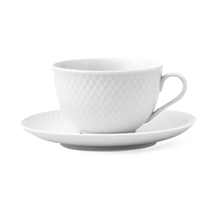 Rhombe 带碟茶杯 240ml - 白色 - Lyngby Porcelæn