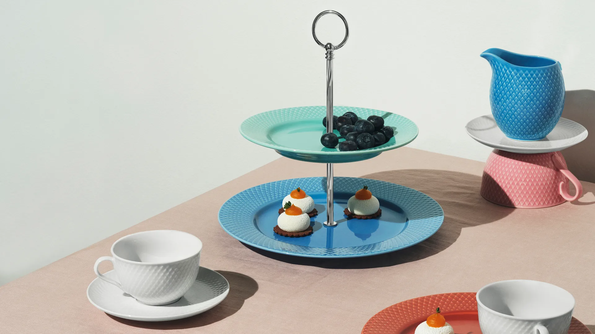 Rhombe 带碟茶杯 240ml, 白色 Lyngby Porcelæn