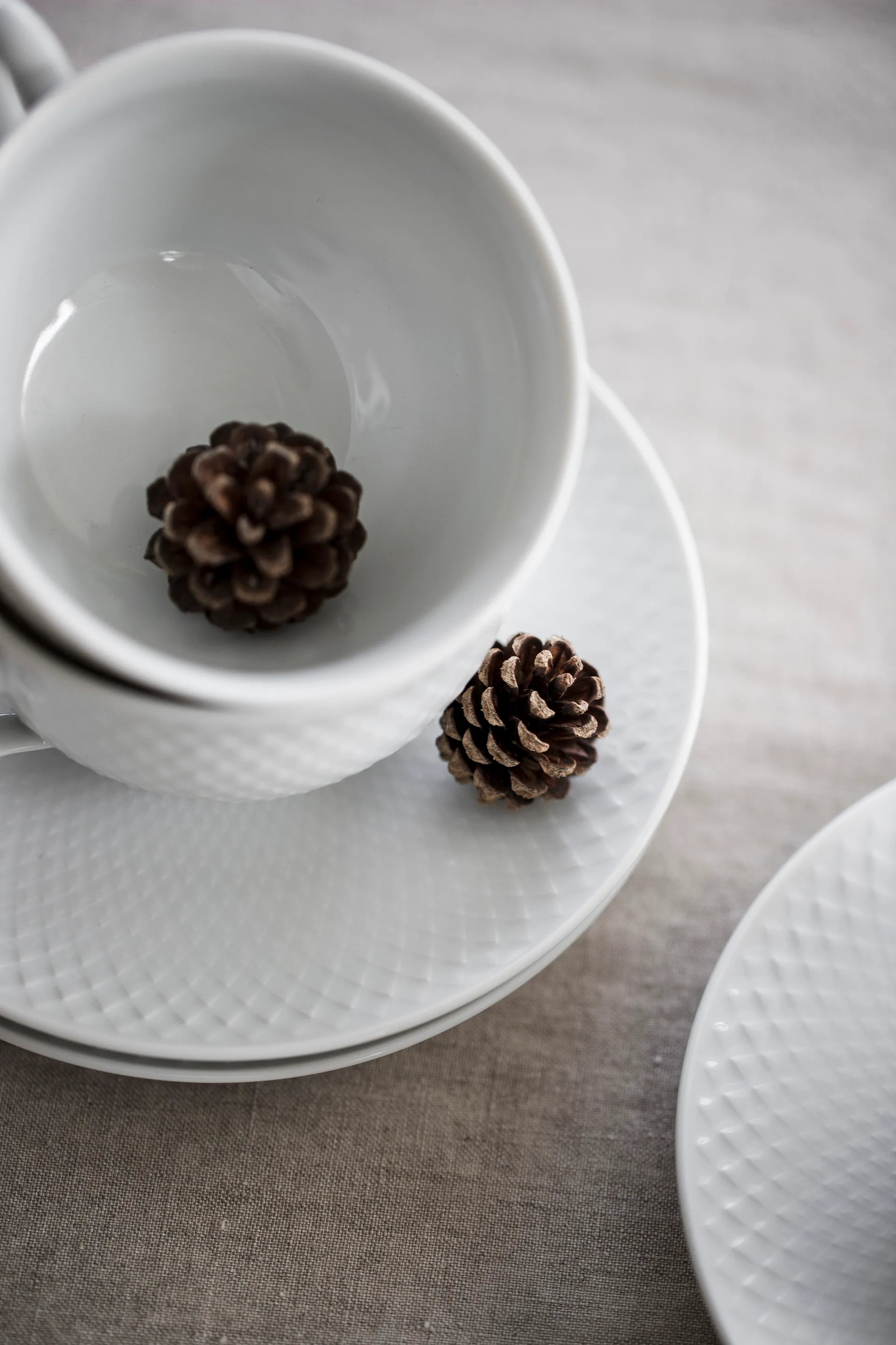 Rhombe 带碟茶杯 240ml, 白色 Lyngby Porcelæn