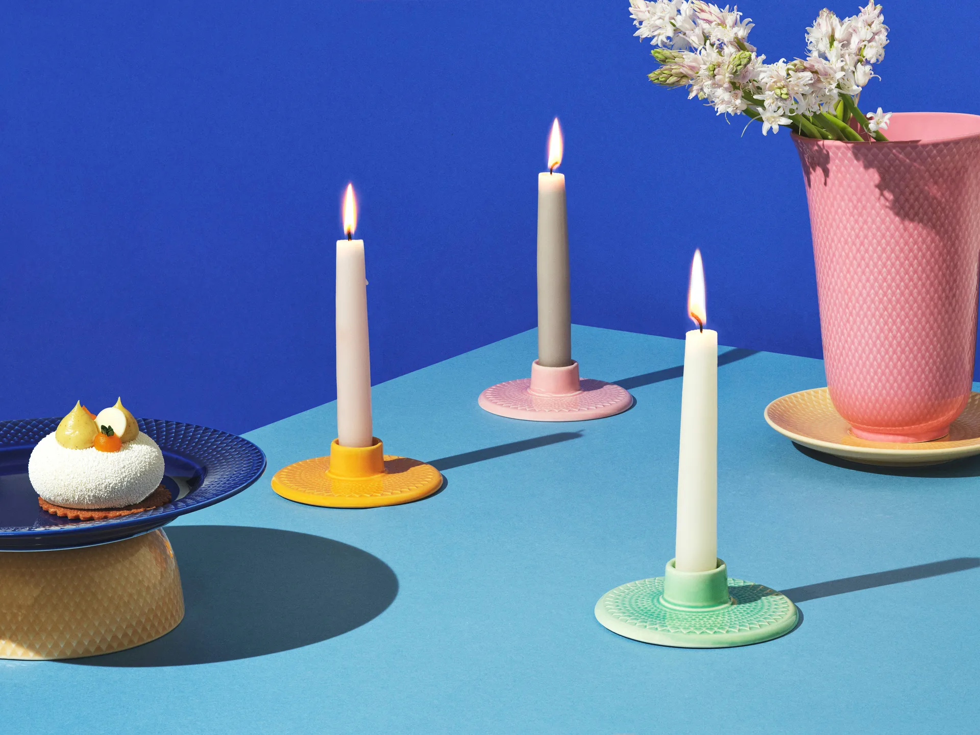 Rhombe 烛台 3 cm, 粉色 Lyngby Porcelæn