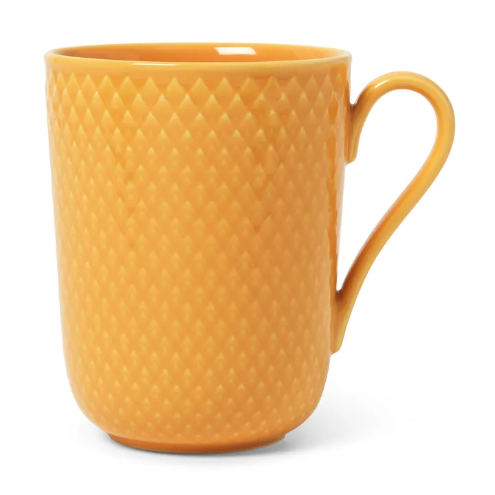 Rhombe 带柄马克杯330ml - 黄色 - Lyngby Porcelæn