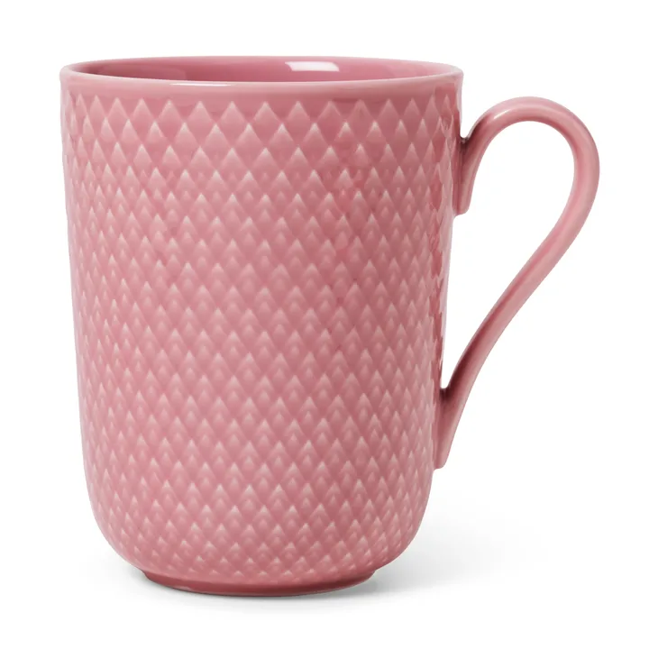 Rhombe 带柄马克杯330ml - 粉色 - Lyngby Porcelæn