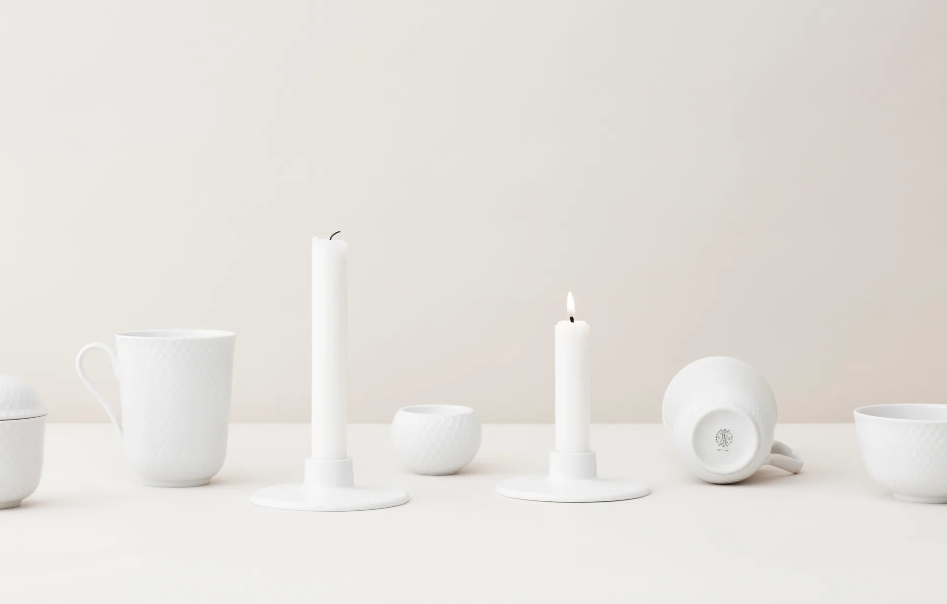 Rhombe 烛台3cm, 白色 Lyngby Porcelæn