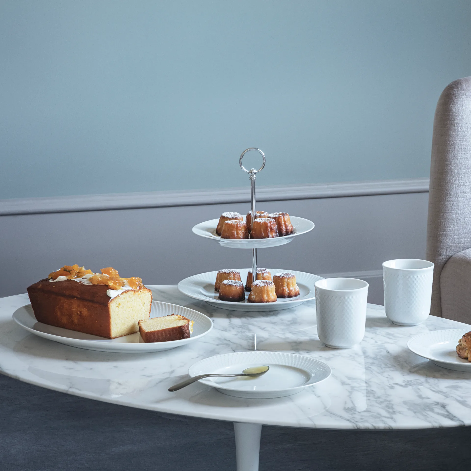 Rhombe cake dish Ø 27 cm, 白色 Lyngby Porcelæn