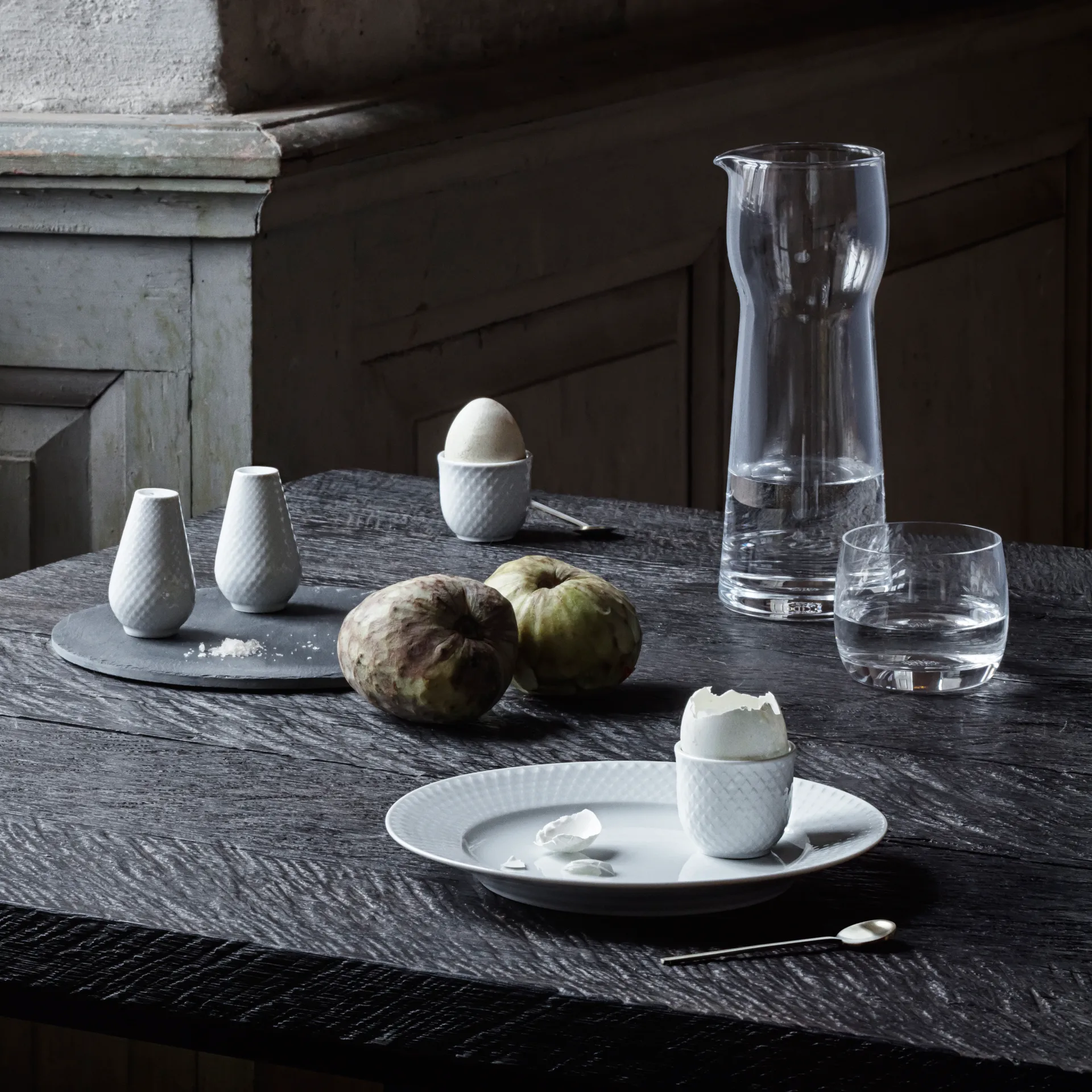 Rhombe 蛋杯. 两件套装, 白色 Lyngby Porcelæn