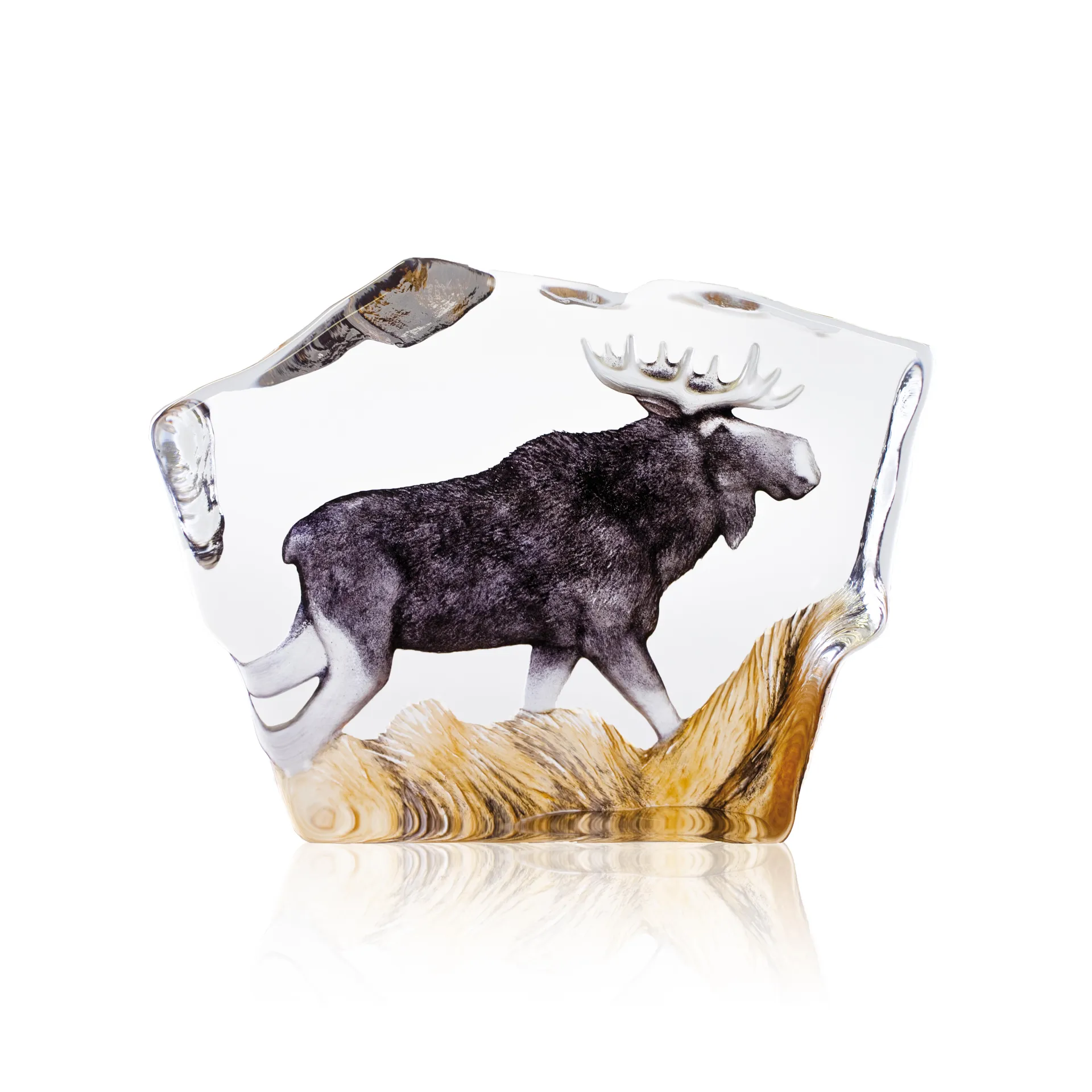 Elk glass sculpture, 12x16,5 cm Målerås Glasbruk
