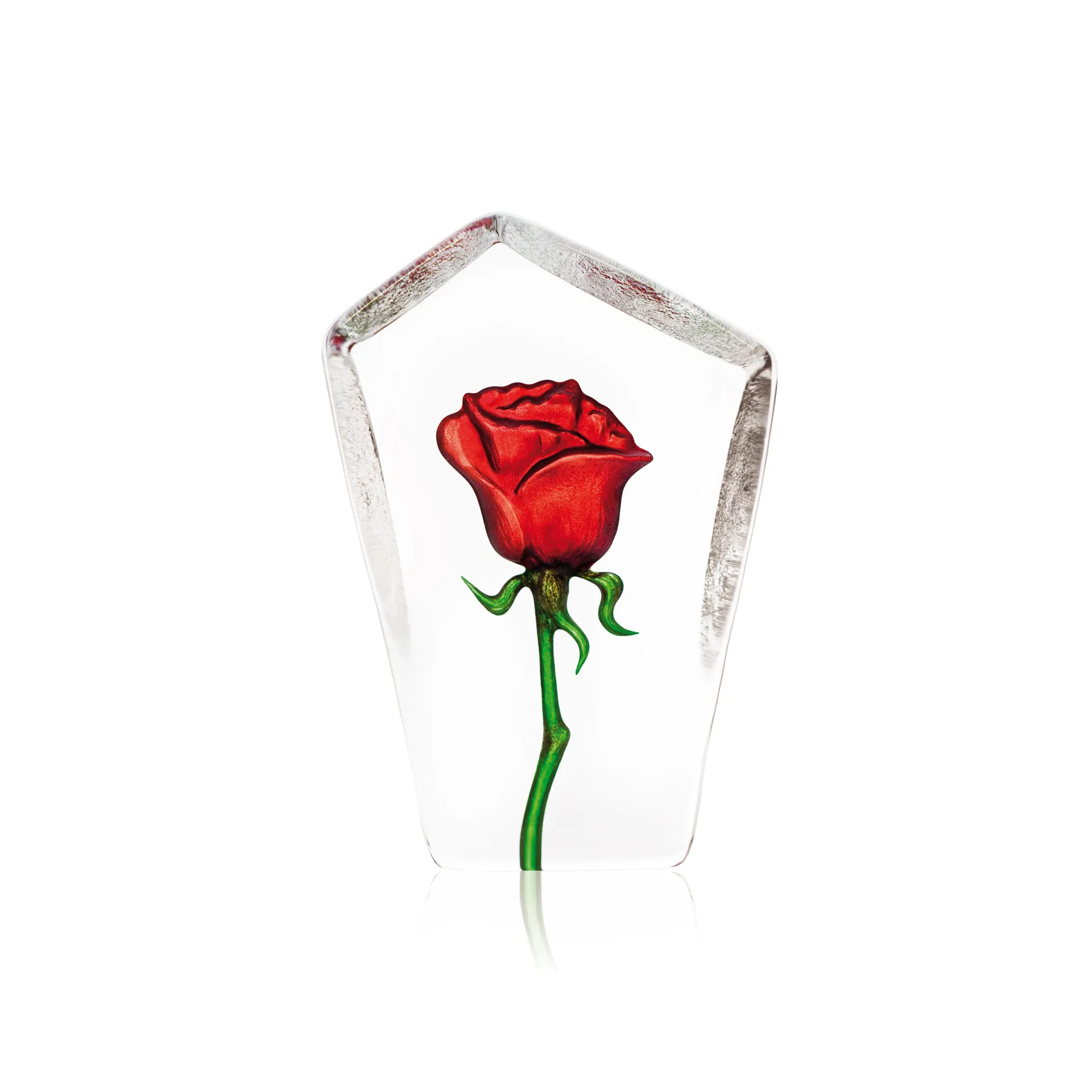 Floral Fantasy rose glass sculpture, 红色 Målerås Glasbruk