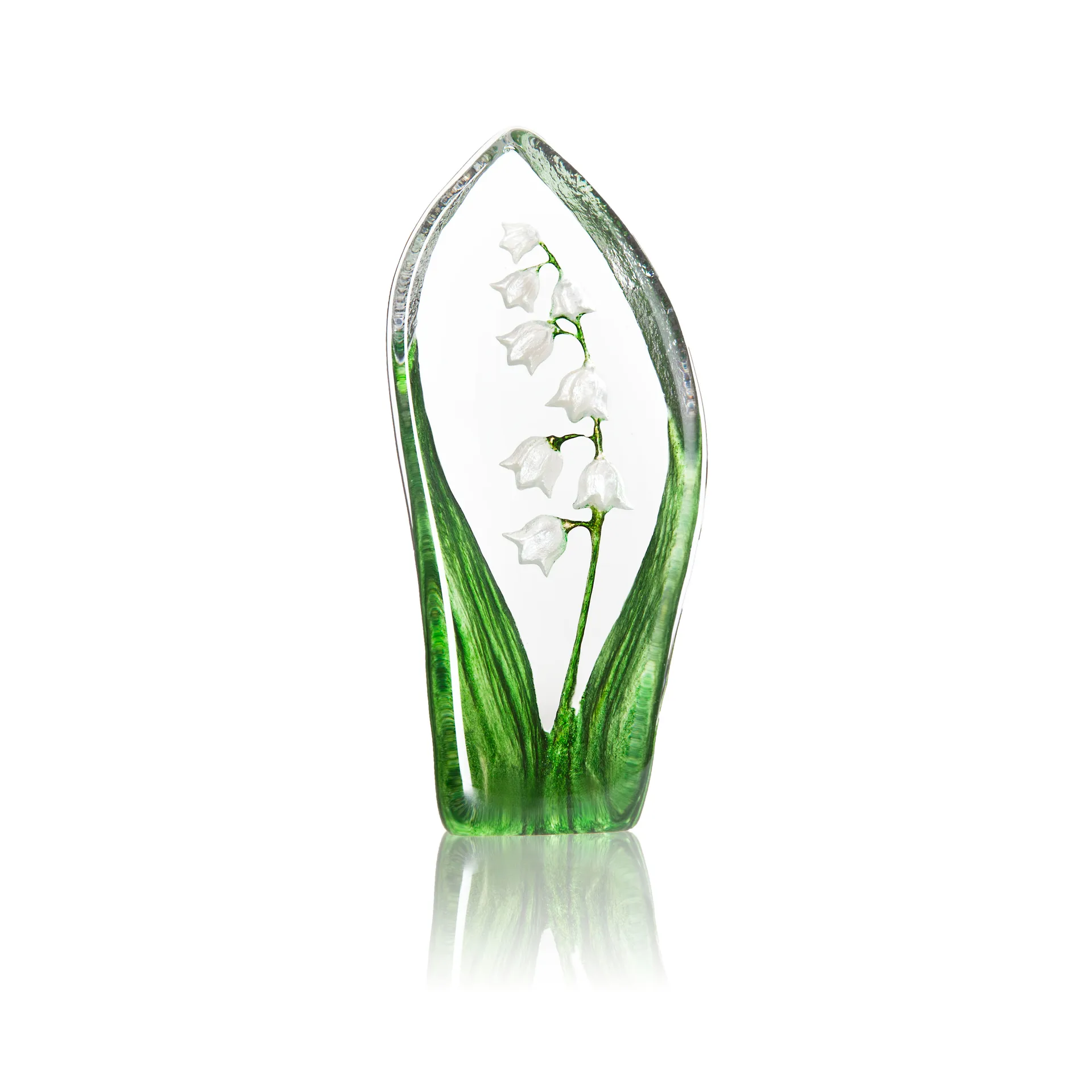 Lily of the Valley glass sculpture, 白色 Målerås Glasbruk