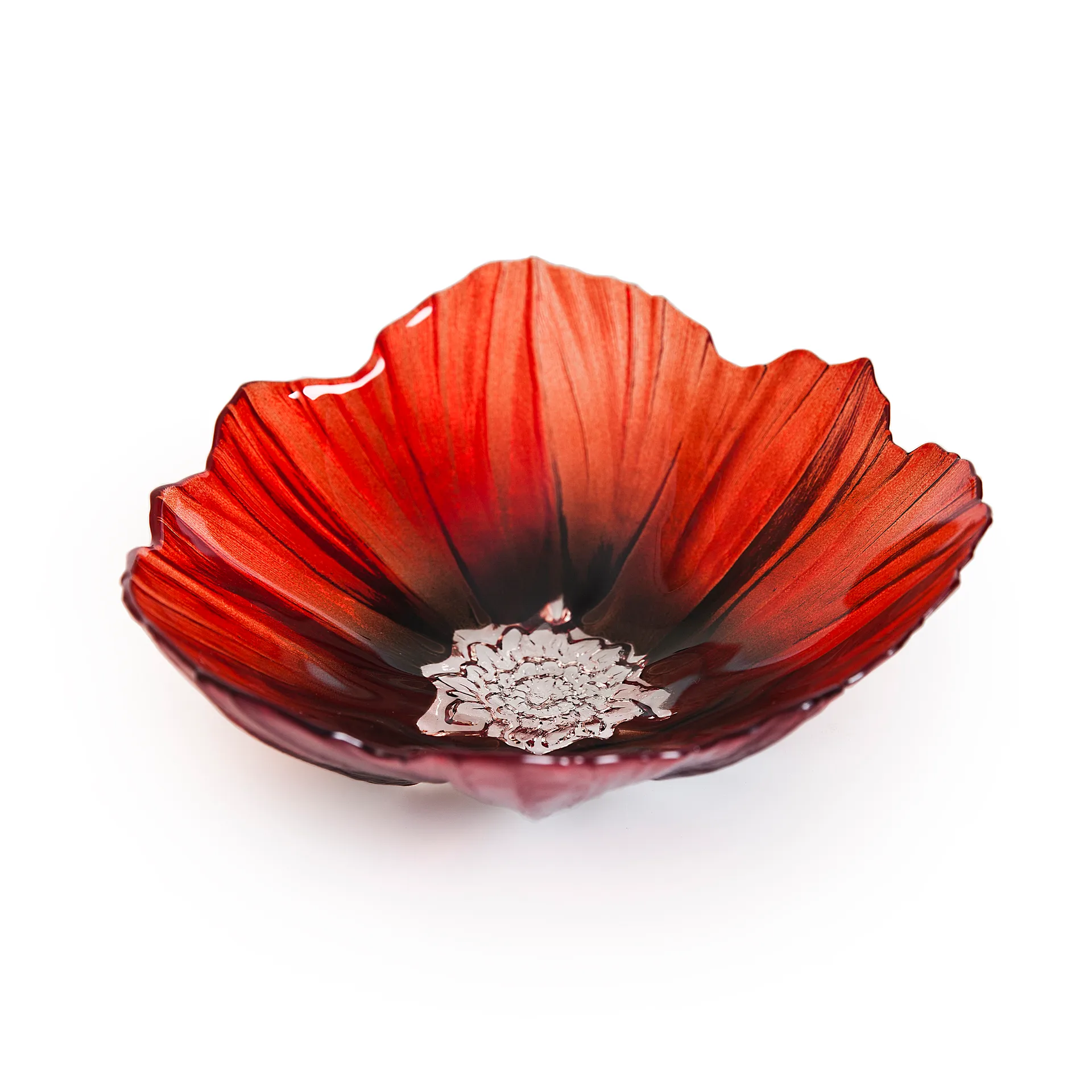 Poppy 碗  medium, 红色-黑色 Målerås Glasbruk