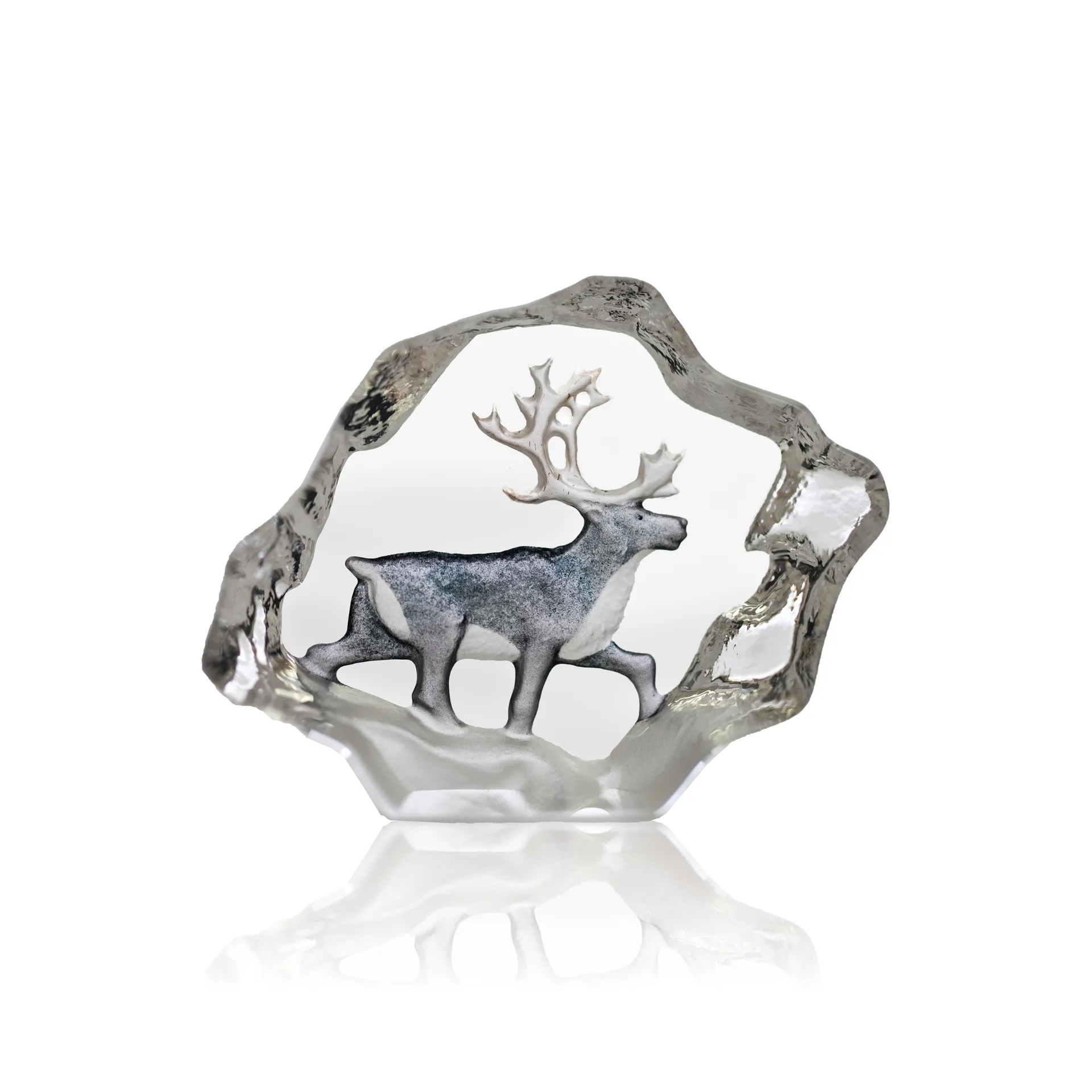 Reindeer glass 雕塑 miniature, 7x5 cm Målerås Glasbruk