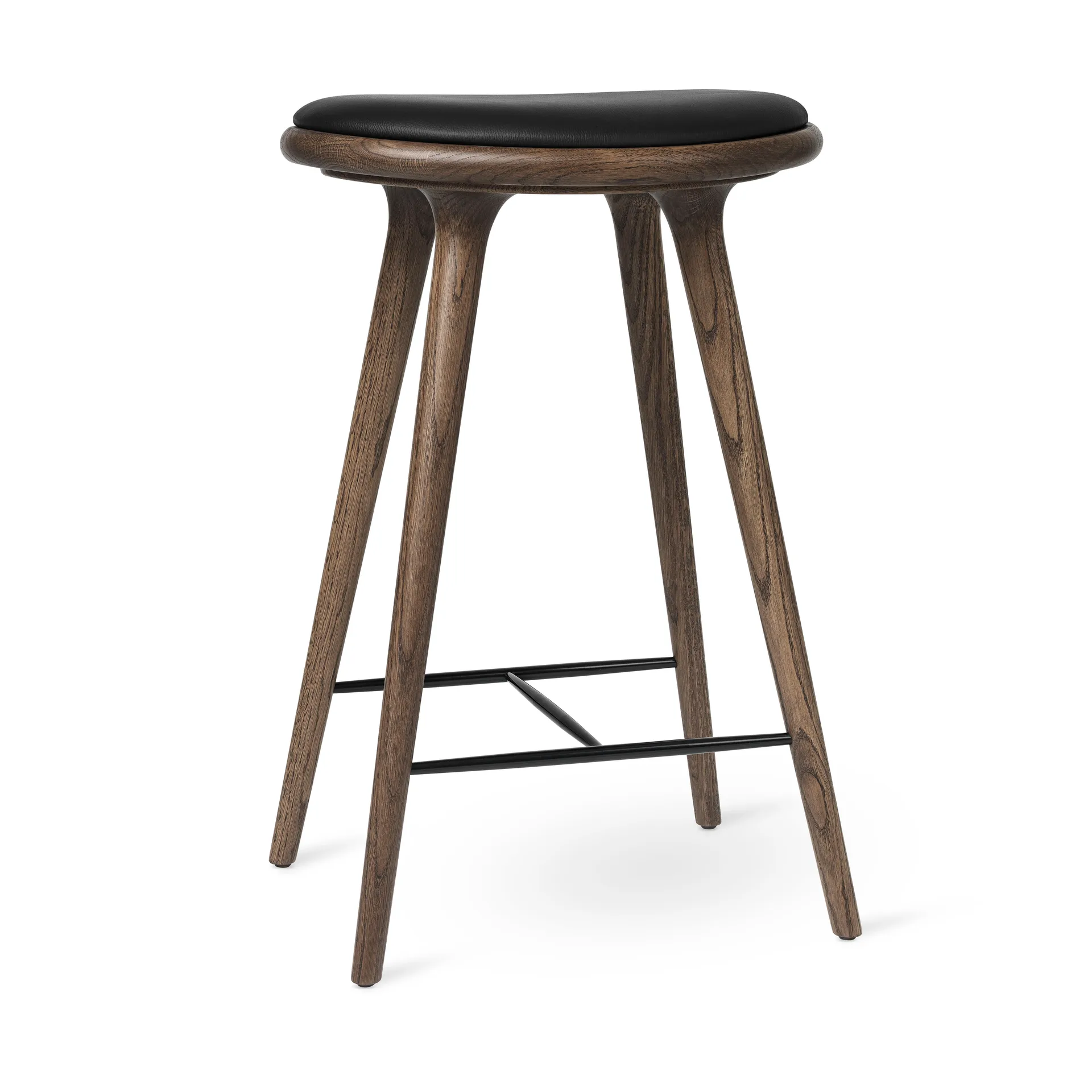 Mater high stool barstool low 69 cm 凳子, leather 黑色, 棕色 stained beech stand Mater