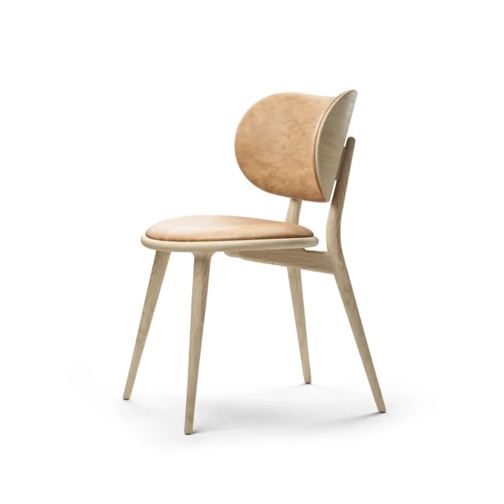 The Dining Chair 椅子, leather natural, matt varnished oak stand Mater