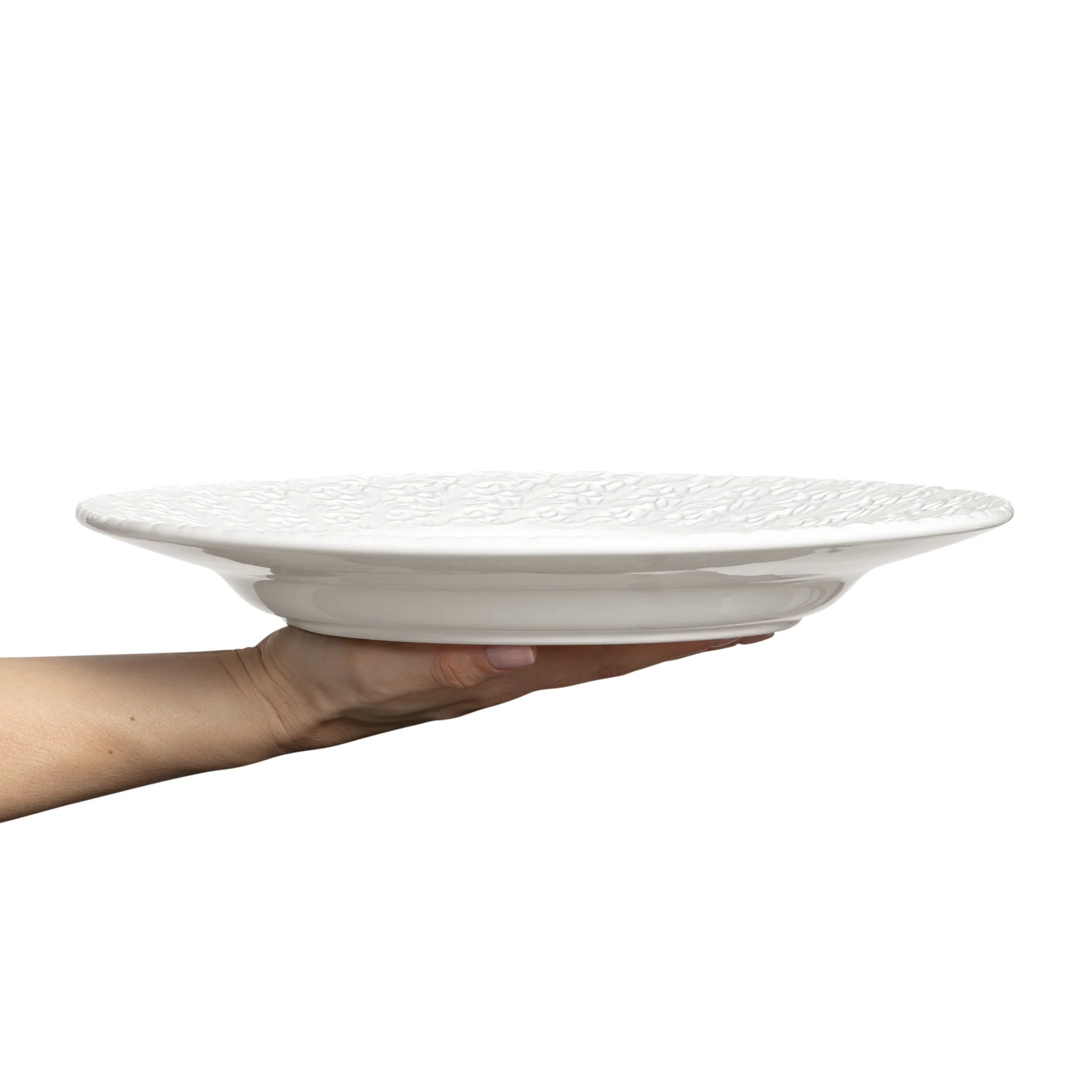 Mateus 32cm蕾丝纹手工餐盘, 白色 Mateus