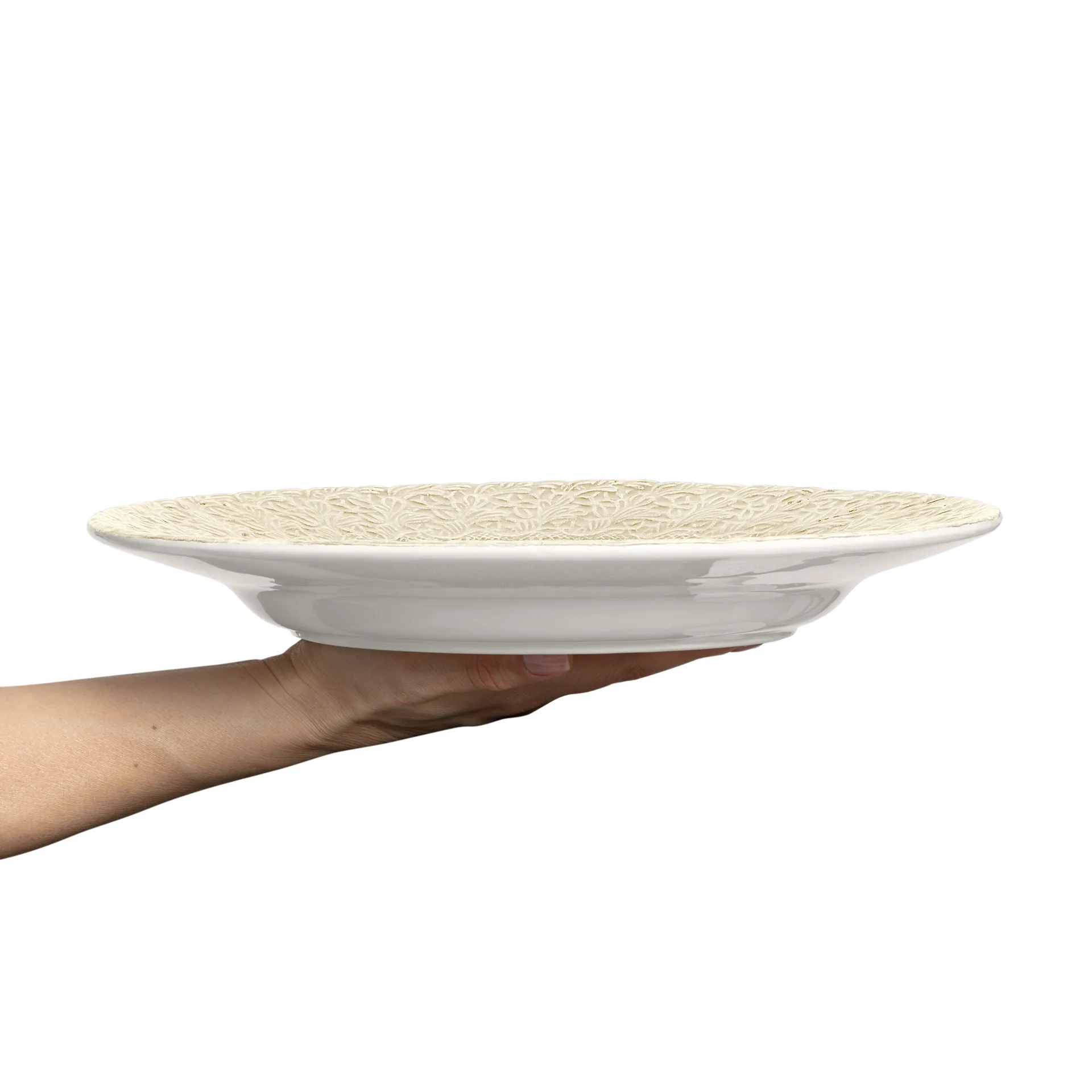 Mateus 32cm蕾丝纹手工餐盘, 沙色 Mateus