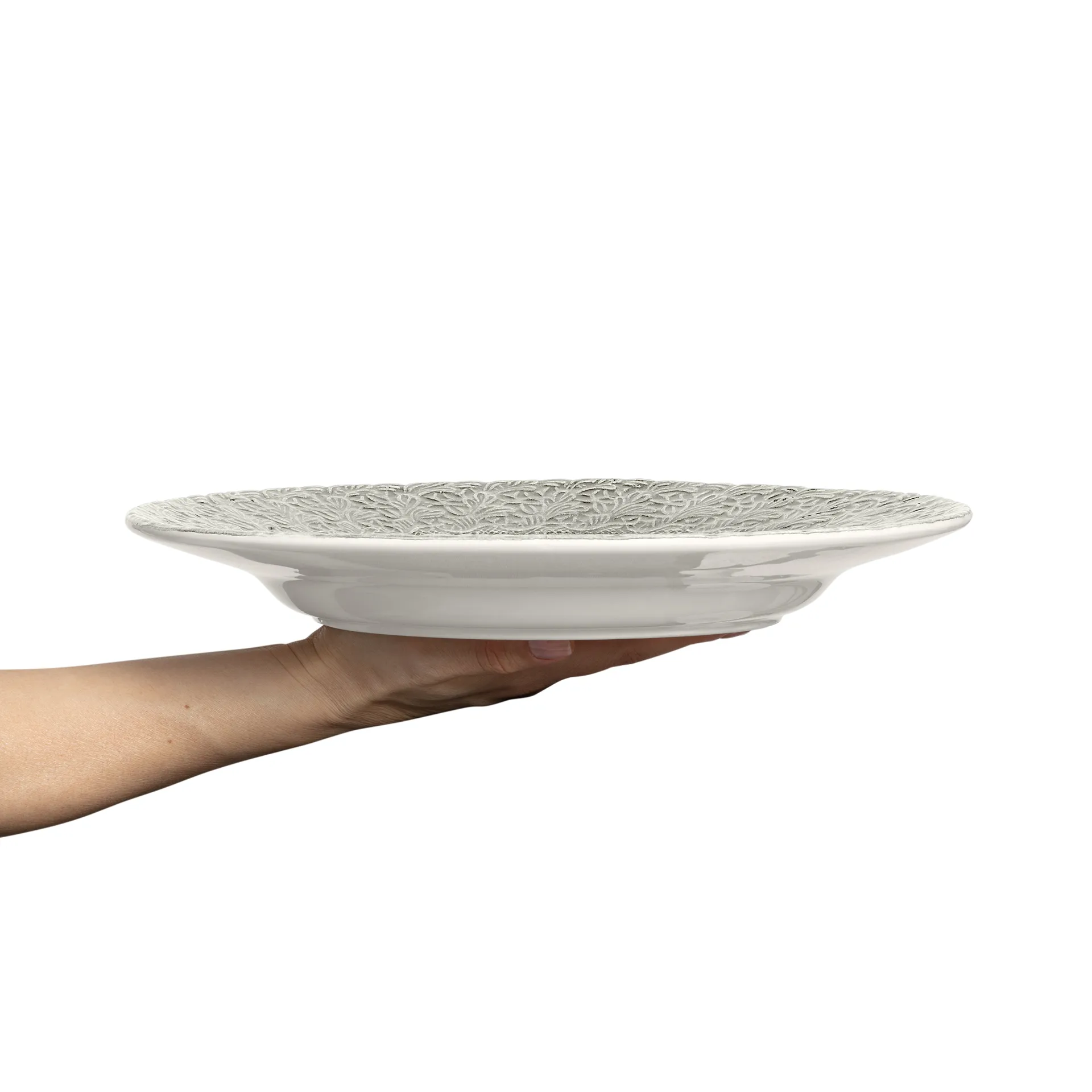 Mateus 32cm蕾丝纹手工餐盘, 灰色 Mateus