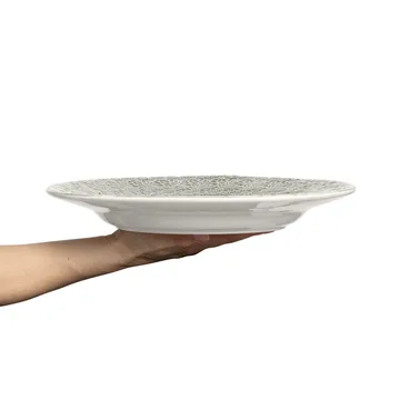 Mateus 32cm蕾丝纹手工餐盘 - 灰色 - Mateus