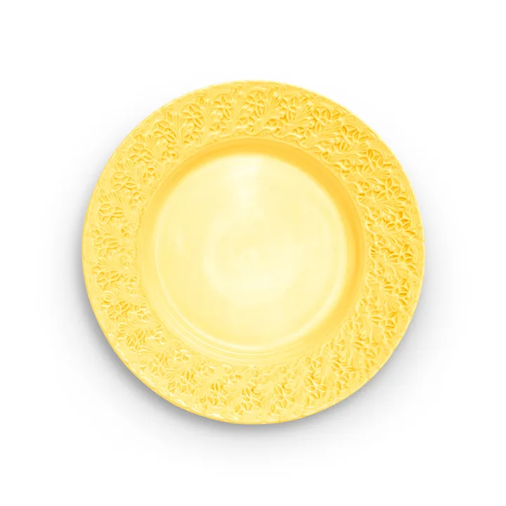 Mateus 32cm蕾丝纹手工餐盘 - 黄色 - Mateus