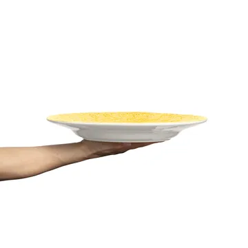 Mateus 32cm蕾丝纹手工餐盘 - 黄色 - Mateus