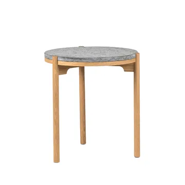 Dondo 白色着色橡木边几Ø45cm - 亚光石灰石 - Mavis