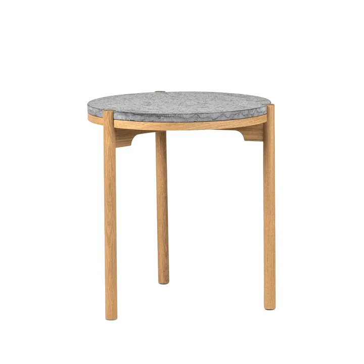 Dondo 白色着色橡木边几Ø45cm - 亚光石灰石 - Mavis