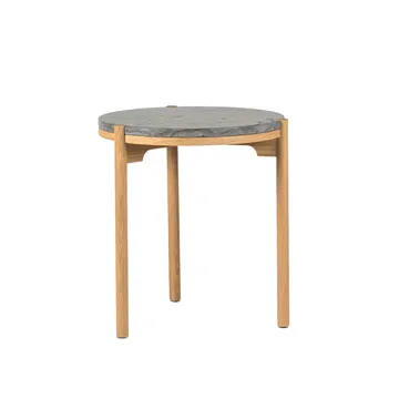 Dondo 白色着色橡木边几Ø45cm - 亚光石灰石 - Mavis